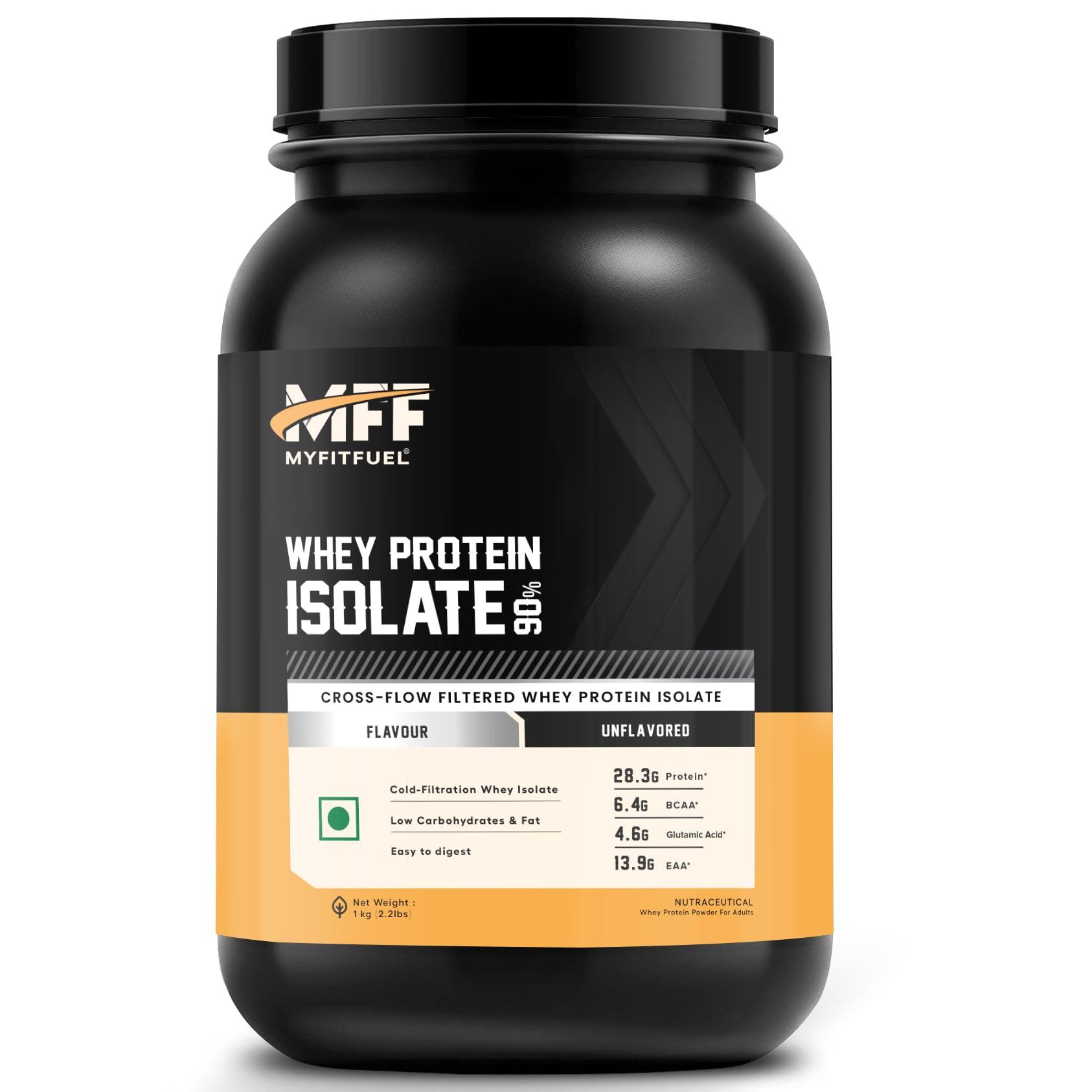 MyFitFuel MyFitFuel MFF Whey Protein 90 Isolate | 1 Kg, 30 Servings (Unflavoured) | Pure 100% Isolate Protein