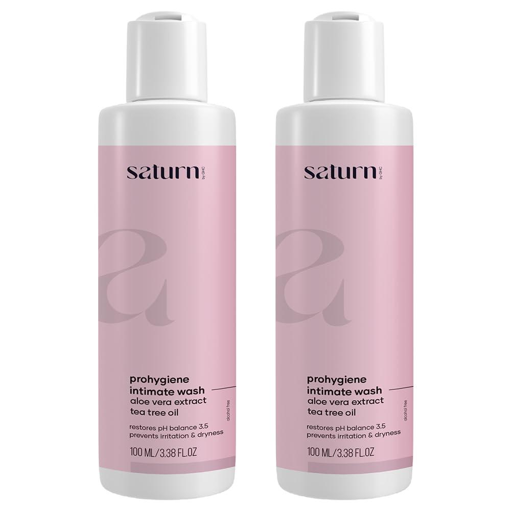 Saturn by GHC Saturn by GHC ProHygiene Intimate Wash: Aloe Vera & Tea Tree Oil Formula - Liquid Wash for Dryness, Itchiness, Irritation Prevention | Balances pH, Paraben-Free - 100ml (Pack of 2)
