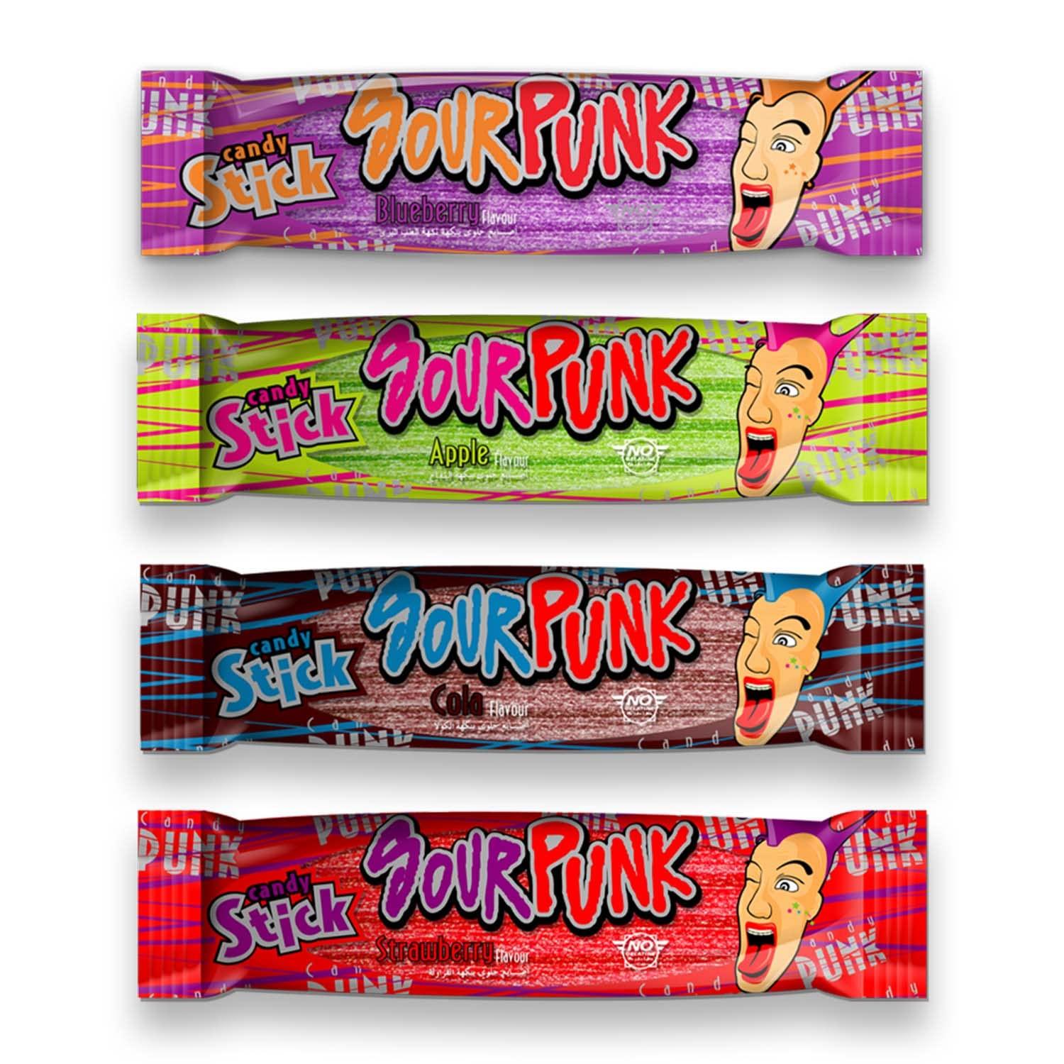 Sour Punk Sour Punk Mix Chewy Candy Jelly Sticks 40g X 24Pcs (Strawberry, Apple, blueberry & Cola)
