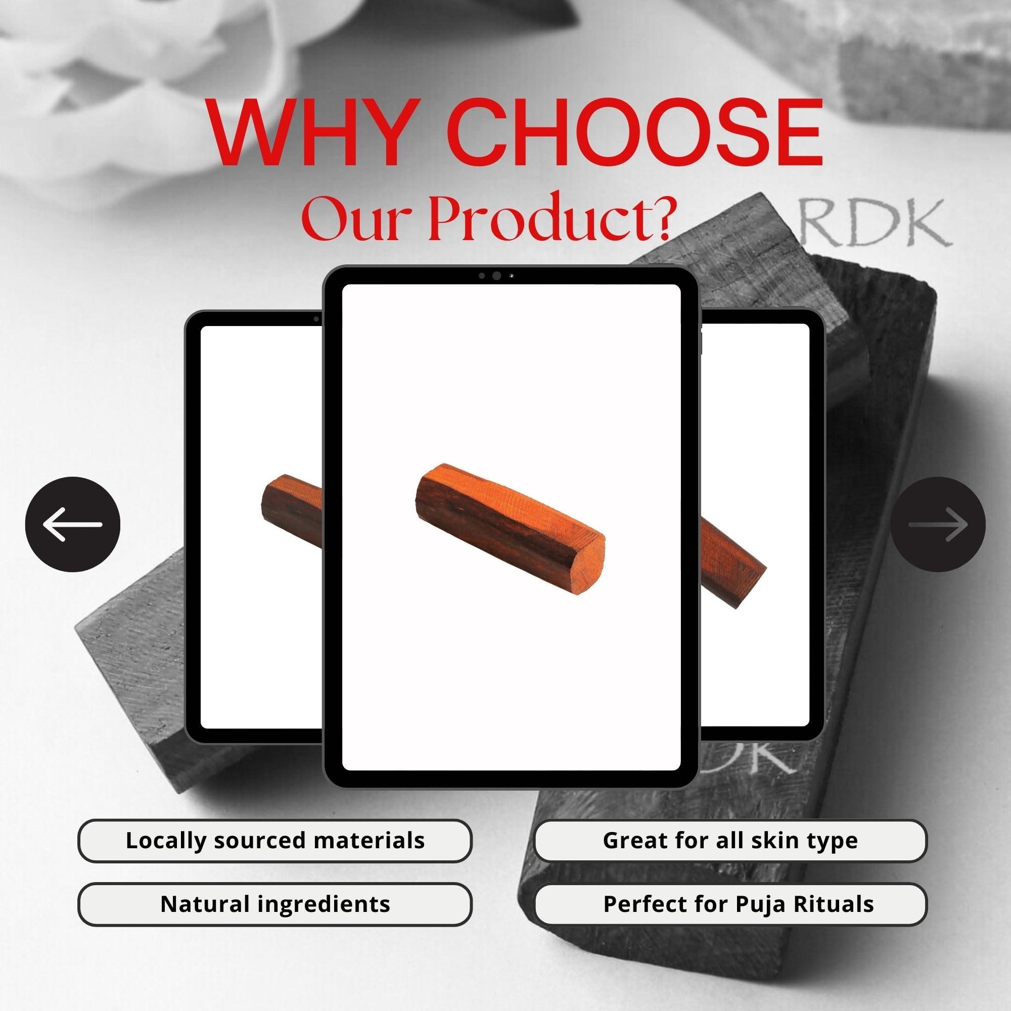 RDK RDK Pure Quality Red Sandalwood Stick Natural Lal Chandan Wood for Religious Usage and Healing Purpose 20-30 Grams (Pack of 3)
