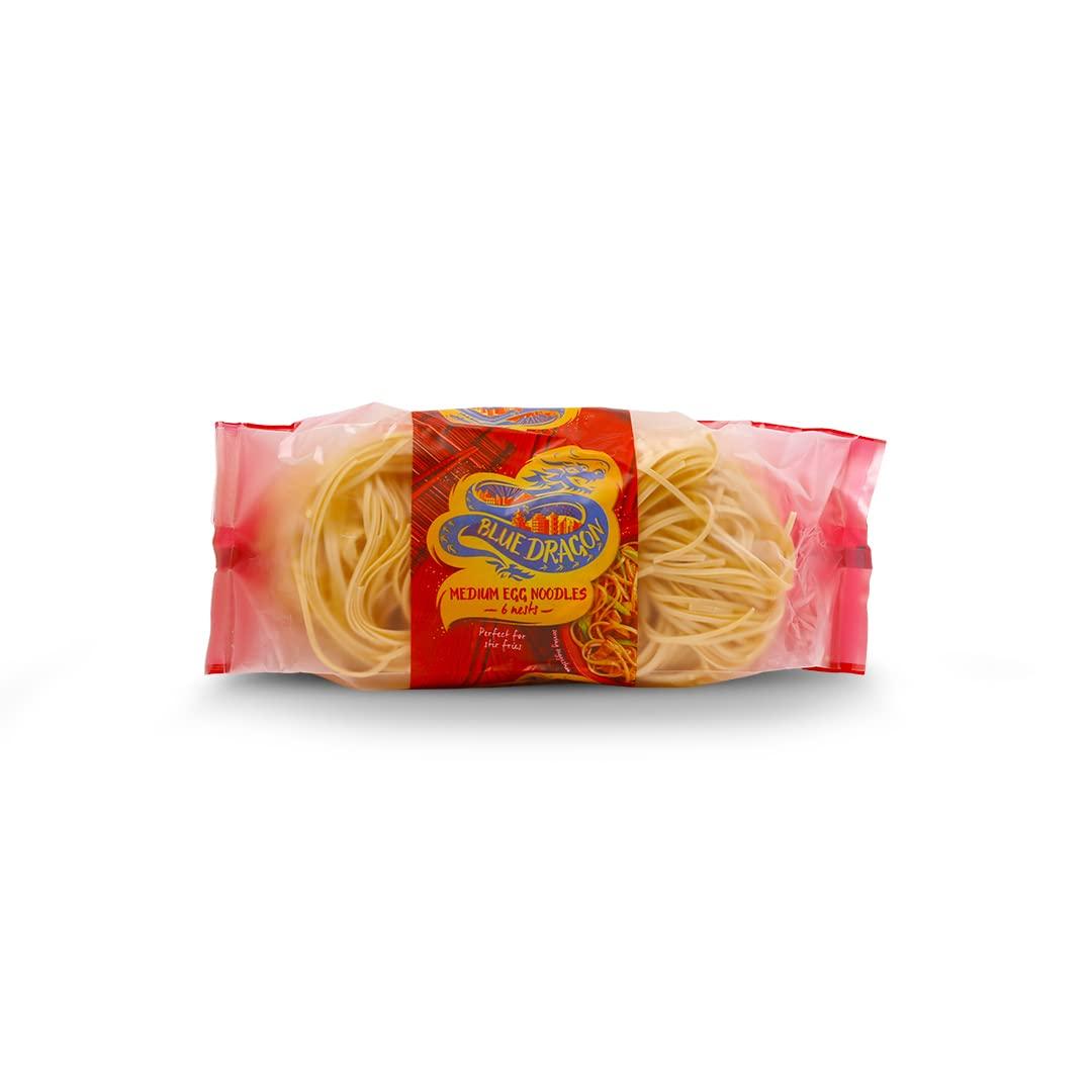 Blue Dragon Blue Dragon Egg Noodle Medium - 300g & Egg Noodle Fine - 300g | No Preservative & Artificial Colors | Eggs, Wheat, Soya Wheat, Peanuts And Nut | Noodles Packet (Combo of 2)