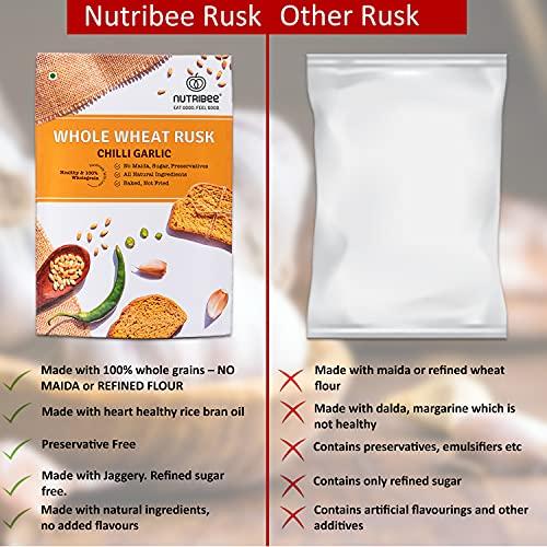 Nutribee Nutribee 100% Whole Wheat Atta Rusk - Chilli Garlic | Refined Sugar-Free | Healthy Diet Toast | No Maida and Sugar | No Preservatives | 1.68kg