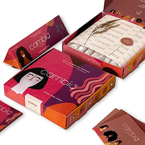 Cambio cambio 100% Organic Cotton Tampons, 16 Pieces, GOTS Certified, FDA Approved, Dermatologically Tested, Rash Free, Biodegradable (Super)