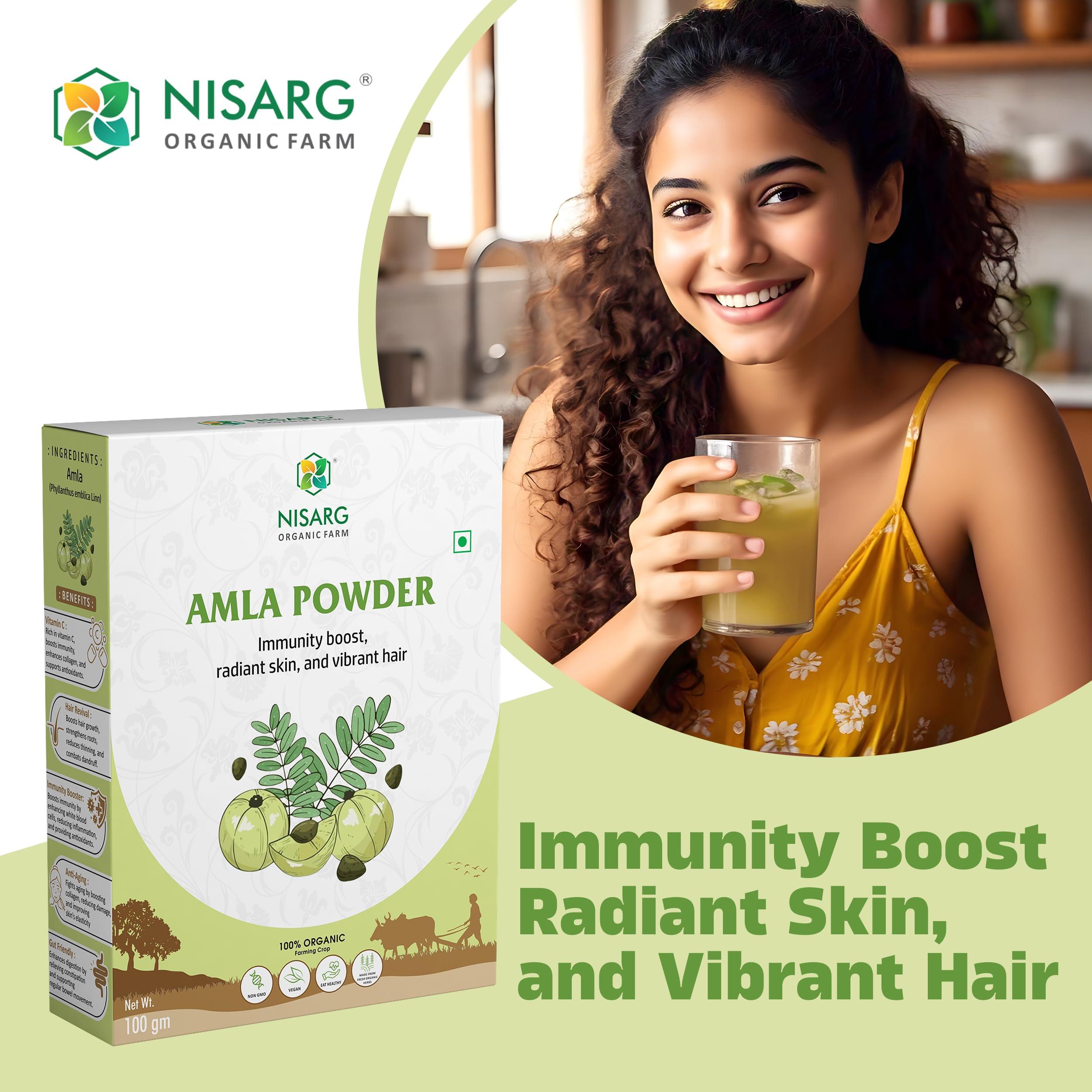 NISARG ORGANIC FARM NISARG ORGANIC FARM Fresh Amla PowderIImmunity BoosterIEdible For Hair Growth,Face & Skin CareIIndian Gooseberry PowderINo Chemicals,No Preservatives,No PesticidesIFor Men & Women(200 Gm)