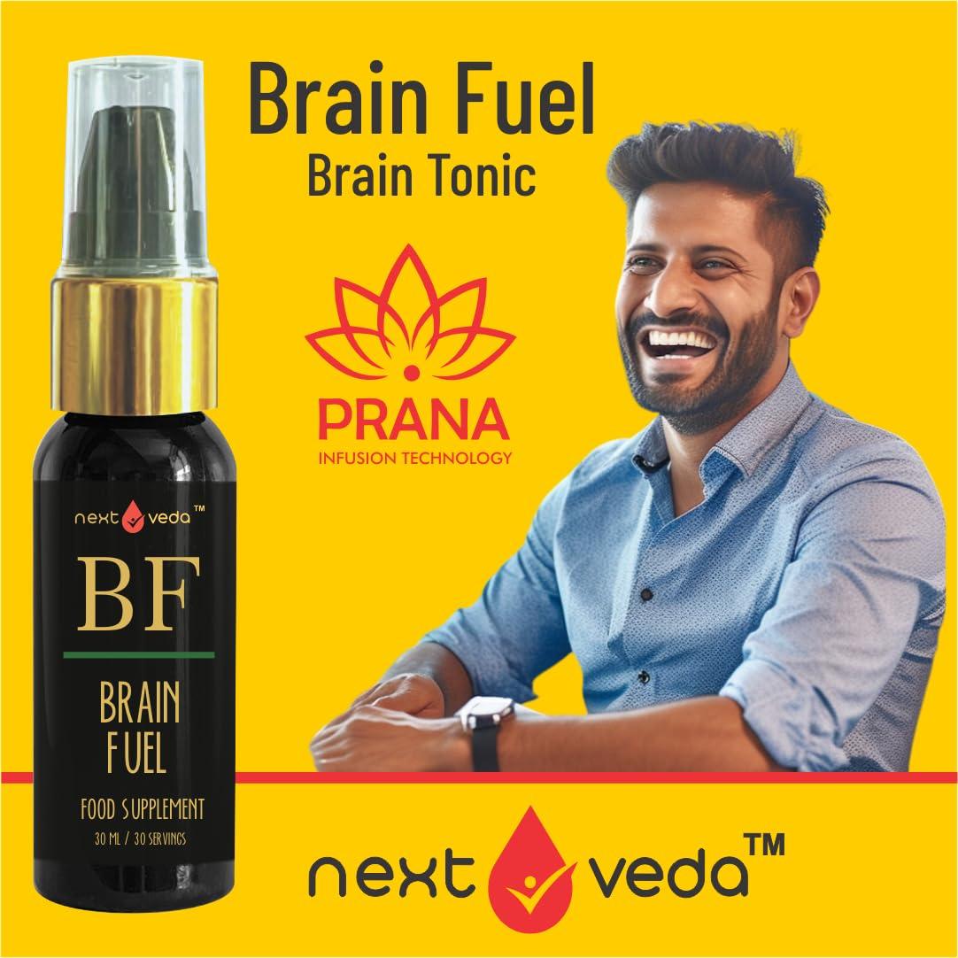 next veda Nextveda Ayurvedic Brain Fuel Food Supplement Spray Concentration (30ml) | Prana Infusion Technology Made Natural Oral Spray For Enhanced Focus | Memory Retention