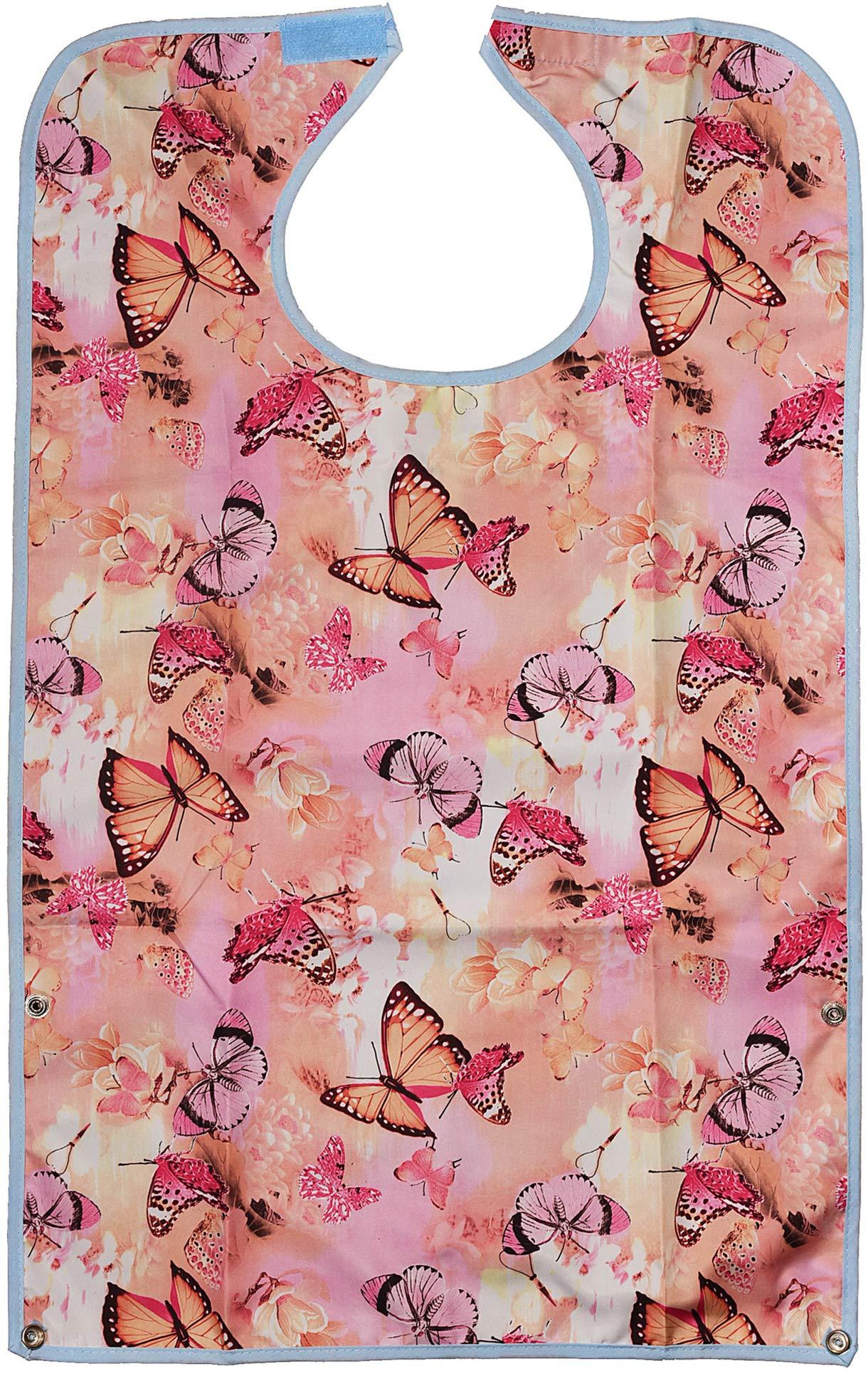 Celley Adult Bib for Eating with Crumb Catcher - Washable and Reusable Clothing Protector for Elderly