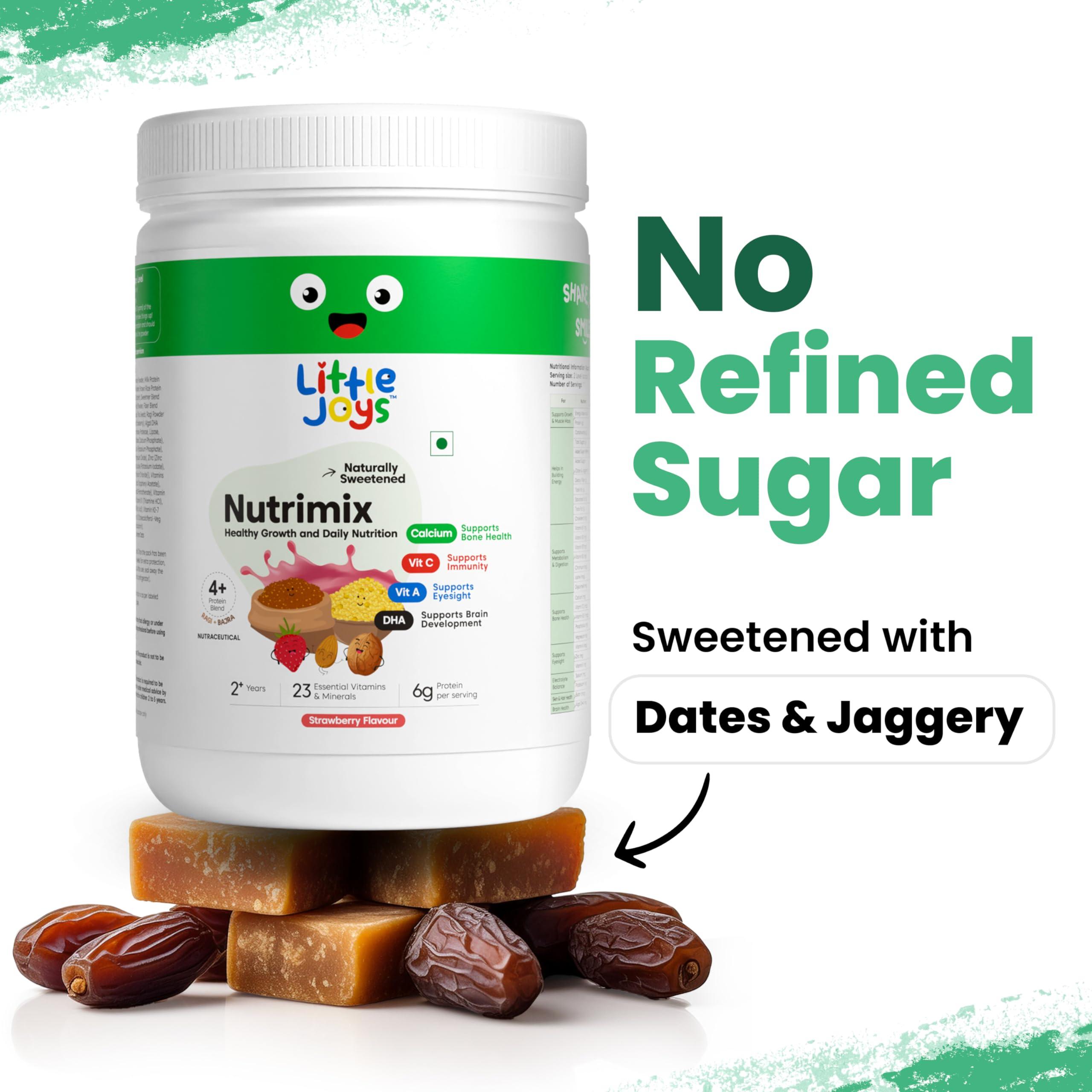 Little Joys Little Joys Nutrimix Nutrition Powder 350g | 2-6 Years | No Refined Sugar | Supports Healthy Growth & Boosts Immunity | With Ragi, Bajra, Almonds & Oats | Strawberry Flavour