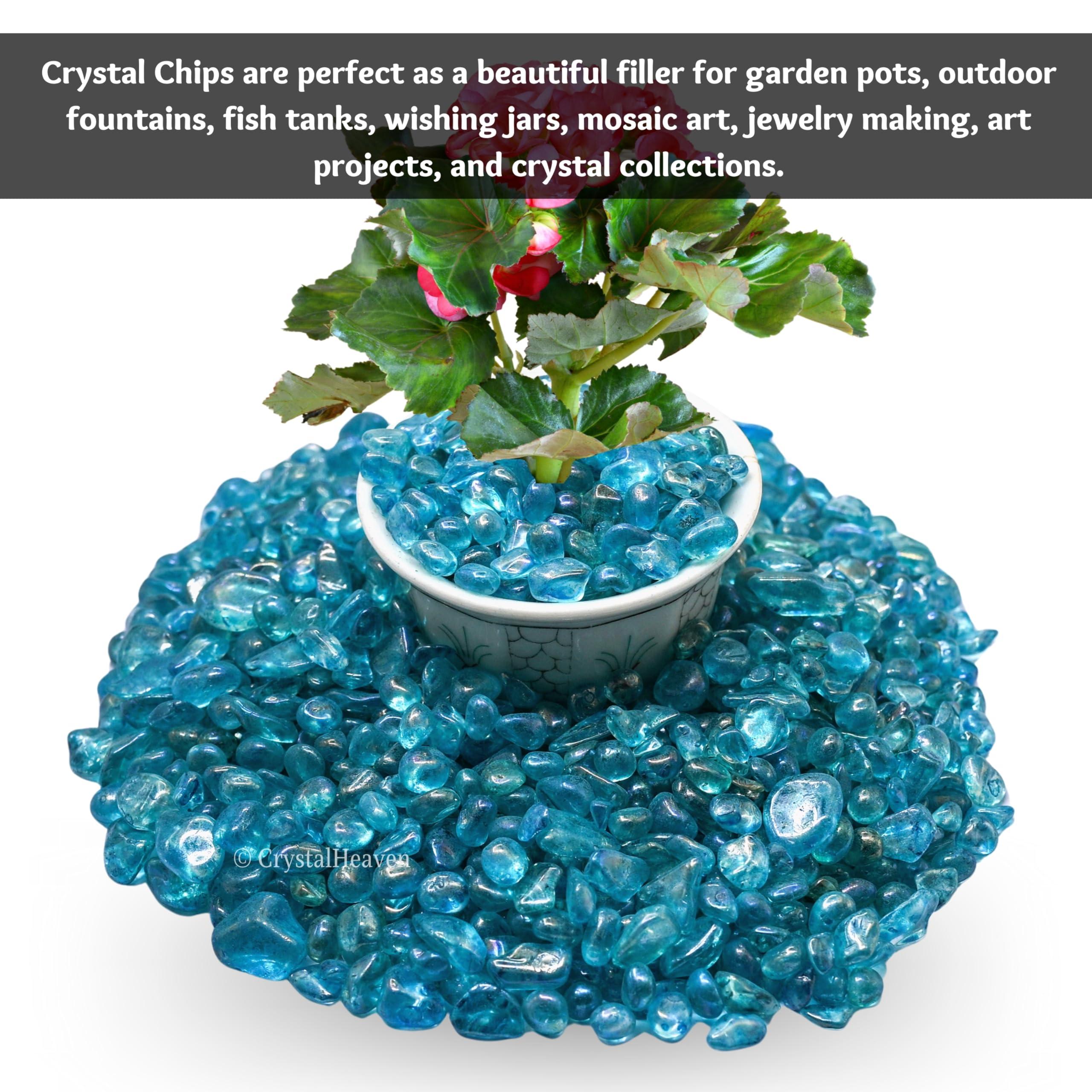 Crystal Heaven Aqua Aura Quartz Crystal Raw Chips - 50 Grams Crystal Stones for Pooja Supplies Vastu Crystal Grids, Meditation, and Healing Practices - Chakra Balancing and Protection Stone