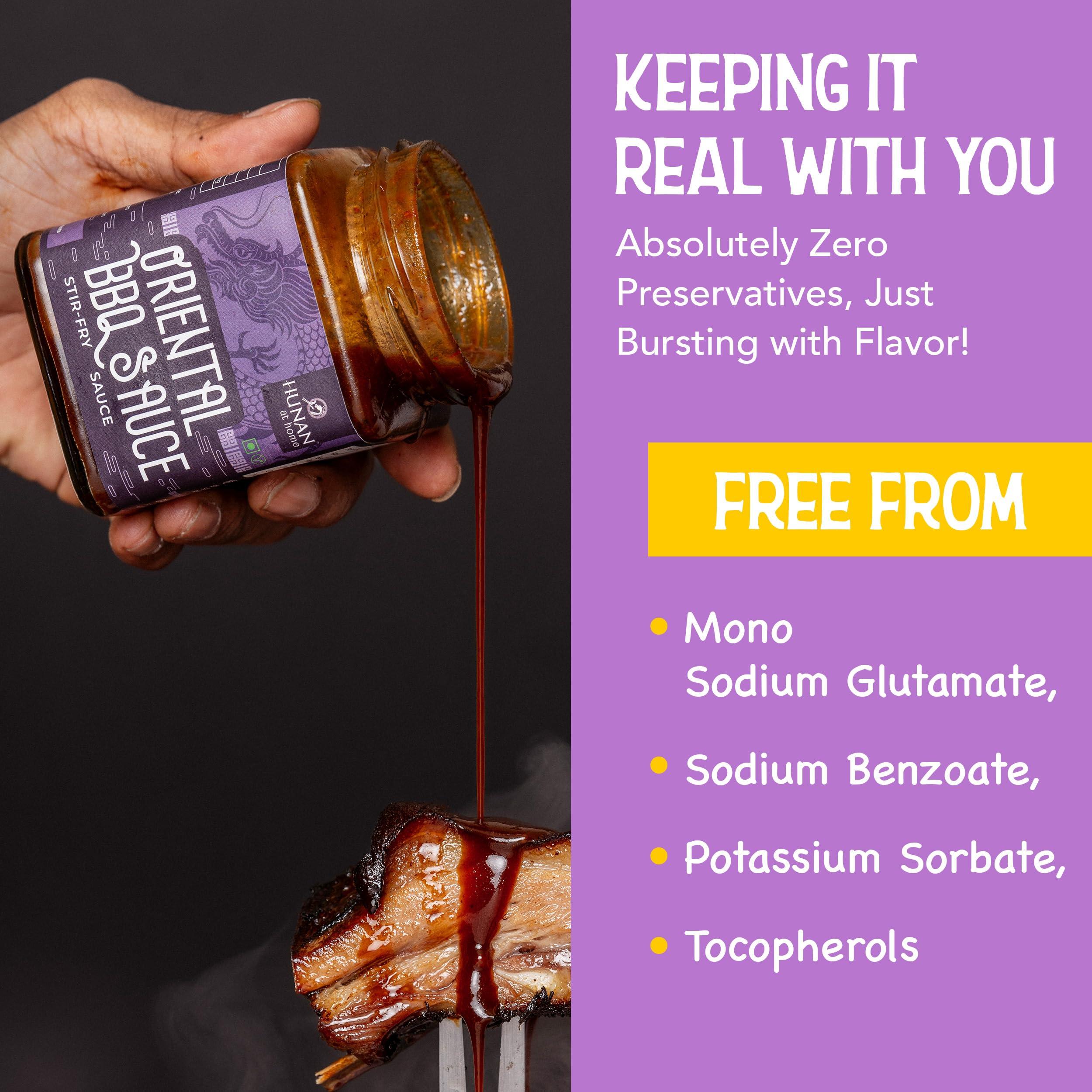 Hunan at Home Hunan at Home Tangy Sweet Oriental BBQ Stir Fry Sauce (250 Gms) No MSG, 100% Vegetarian, Ideal for Stir Fries, Sizzlers, Noodles, Marinade, Dip, Dressing, Used in Korean, Thai and Chinese Cooking