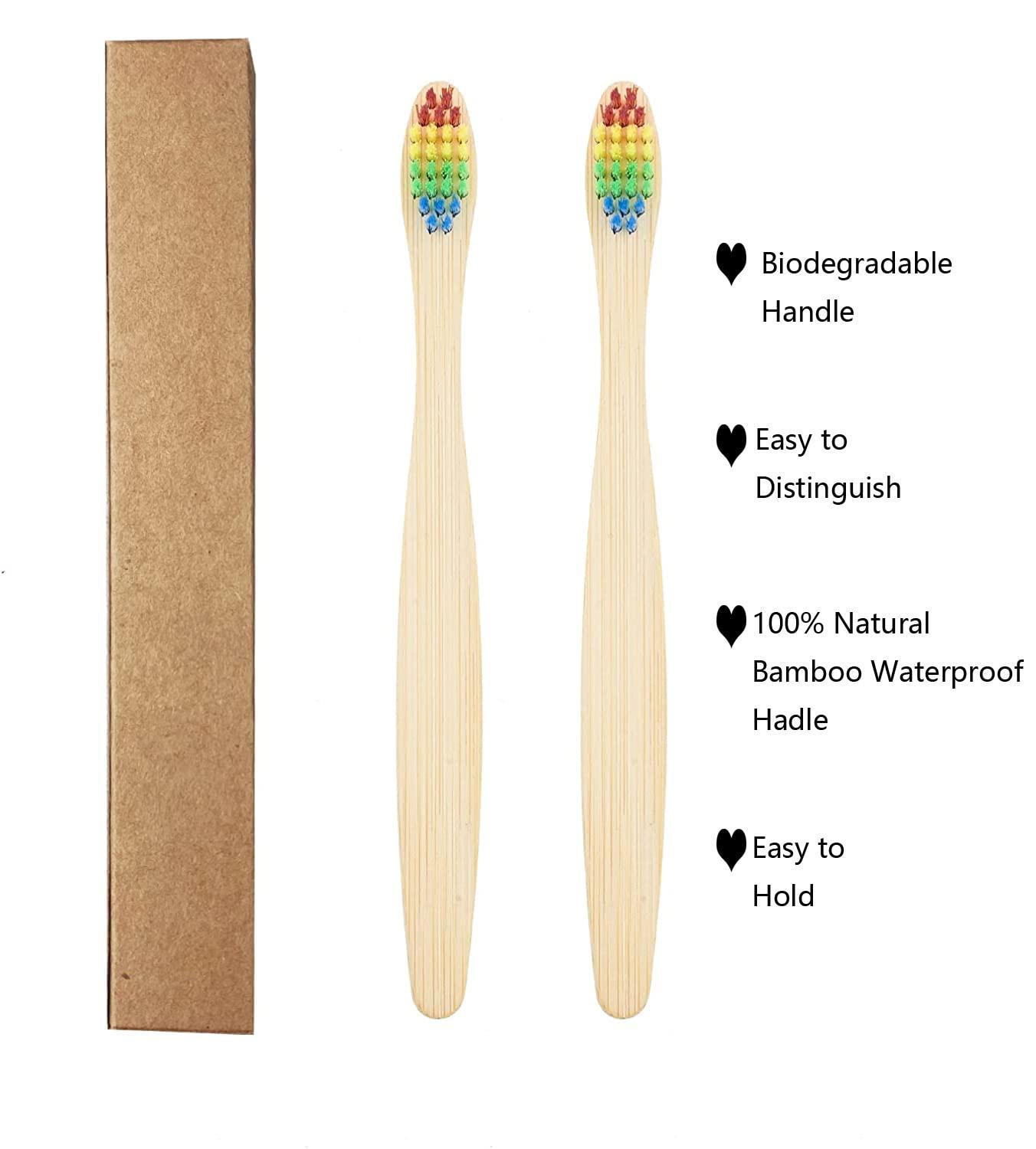 SEVENHEAD Bamboo Toothbrushes Adults & Kids Family Set 6+4 PCS Soft Bristles Wooden Toothbrushes, Natural Biodegradable BPA Free Eco Friendly Toothbrushes Colorful
