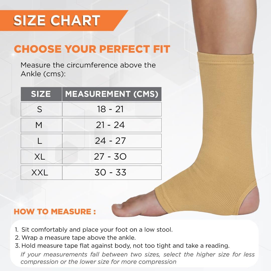 Vissco Vissco Anklet, Ankle Support for Injured Ankles, Arthritic Pain, Swelling, Stiff Joints, Pain Reliever for Strained or Sprained Ankles - Large (Beige)