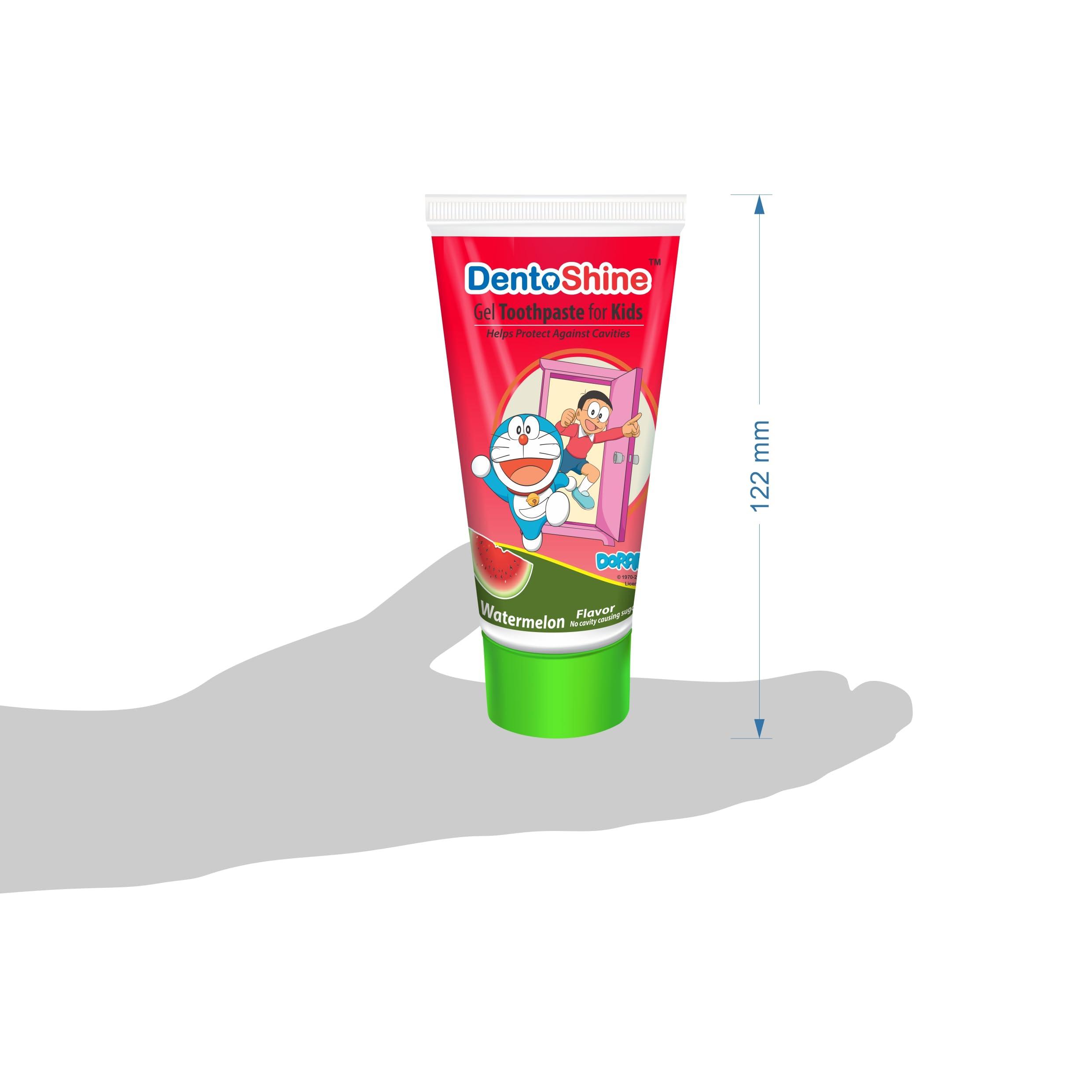 DentoShine DentoShine Gel Toothpaste for Kids - Assorted Flavors (Pack of 6) (Bubble Gum, Mango, Orange, Raspberry, Strawberry, Watermelon (80g each))