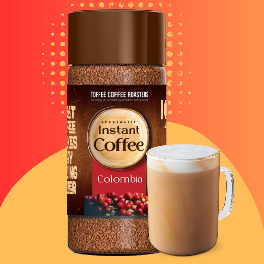 Toffee Coffee Roasters Toffee Coffee Roasters | Colombia Speciality Instant Coffee| As Seen On Shark Tank | 100 gm | 100% Arabica | Ready in Seconds | Microground Technology | Makes 50 Cups