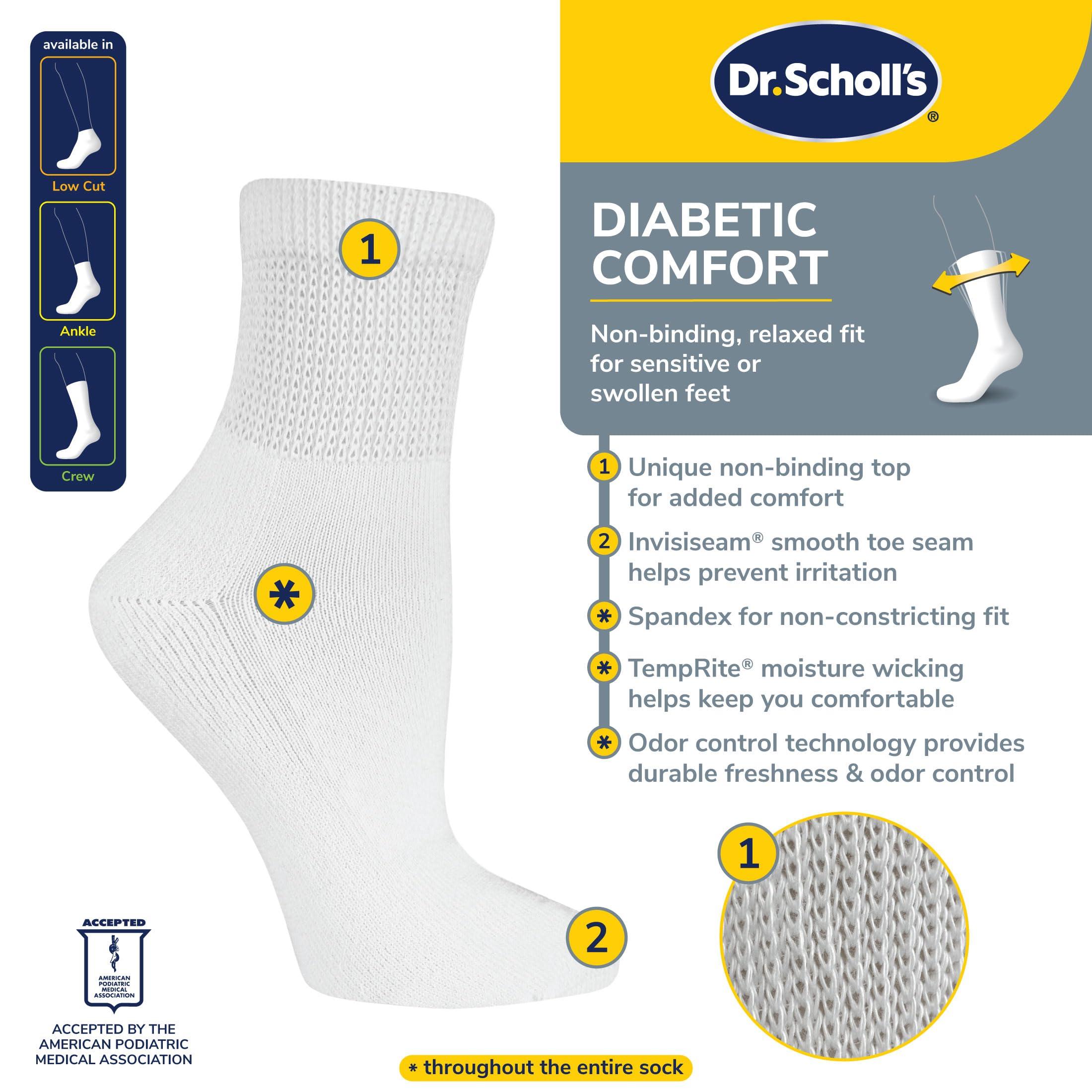 Dr. Scholl\'s Dr. Scholl\'s Women\'s Diabetes and Circulatory Crew Socks Value Pack 6 Pair - Black - Women\'s Shoe Size: 4-10