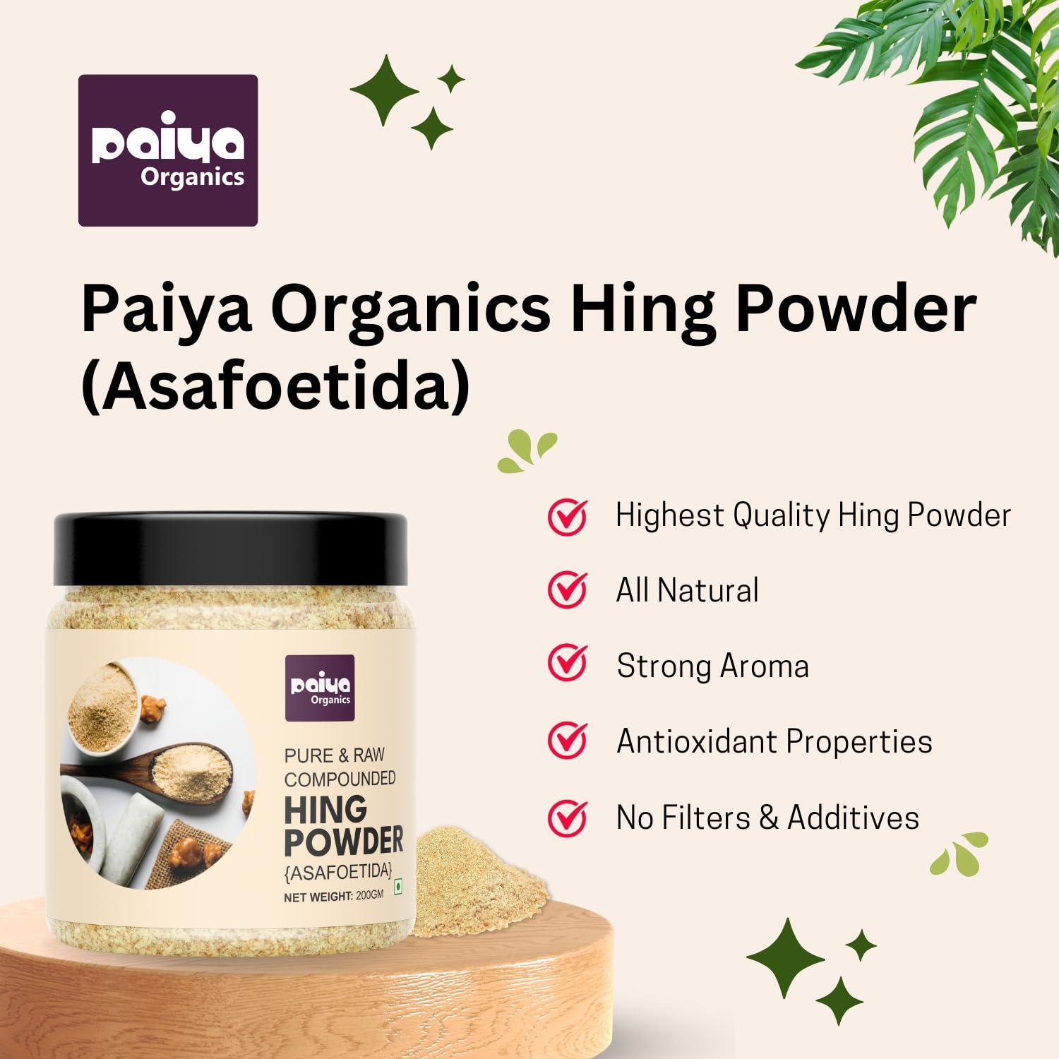 paiya organics Paiya Organics 100% Pure Hing (Asafoetida) Powder - Aromatic Spice for Flavorful Cooking 200gm