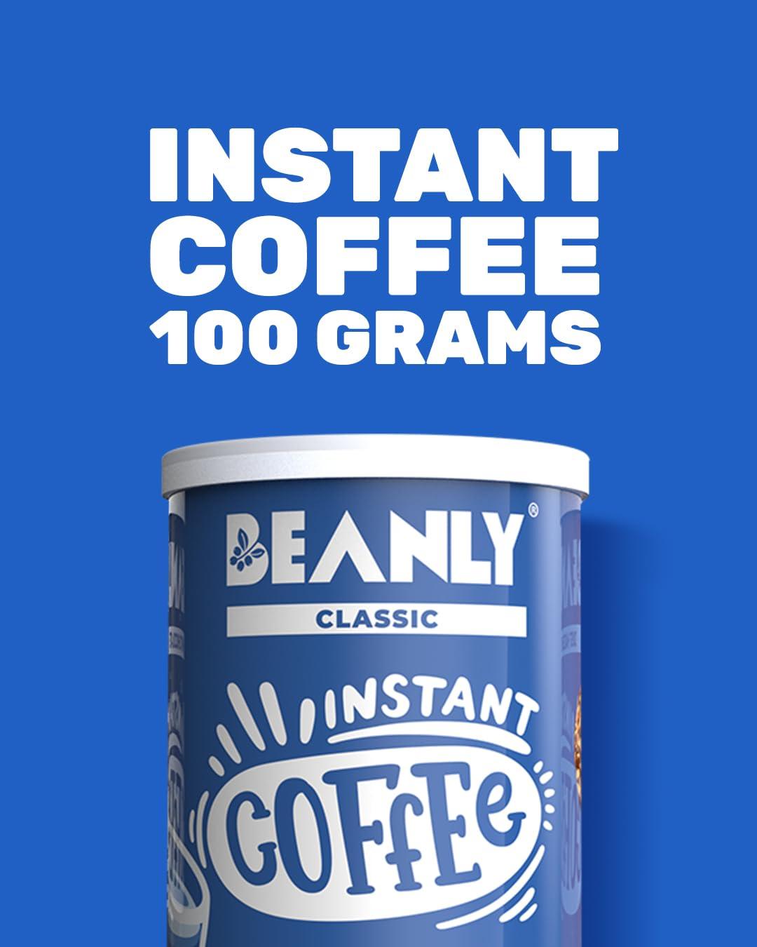 Beanly Beanly Premium Instant Coffee Kit| 1 Classic Coffee + 1 Premium Frother + 1 Mug | Makes 70 Cups | Gift For Birthday, Anniversary, Diwali | Gift for Women, Men | 100% Arabica Freeze Dried 100 gram