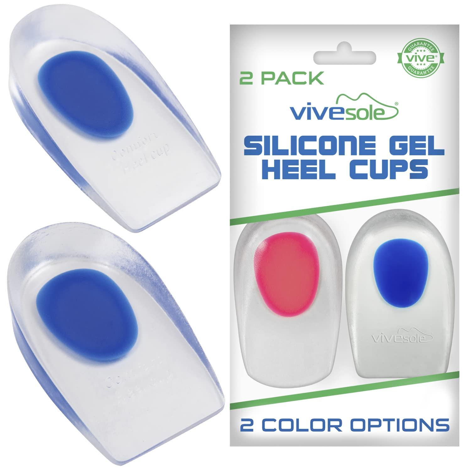 VIVEsole ViveSole Silicone Gel Heel Cups - Shoe Inserts for Plantar Fasciitis, Sore Heel Pain, Bone Spur & Achilles Pain - Pad & Shock Absorbing Support (US Men\'s 10-13)