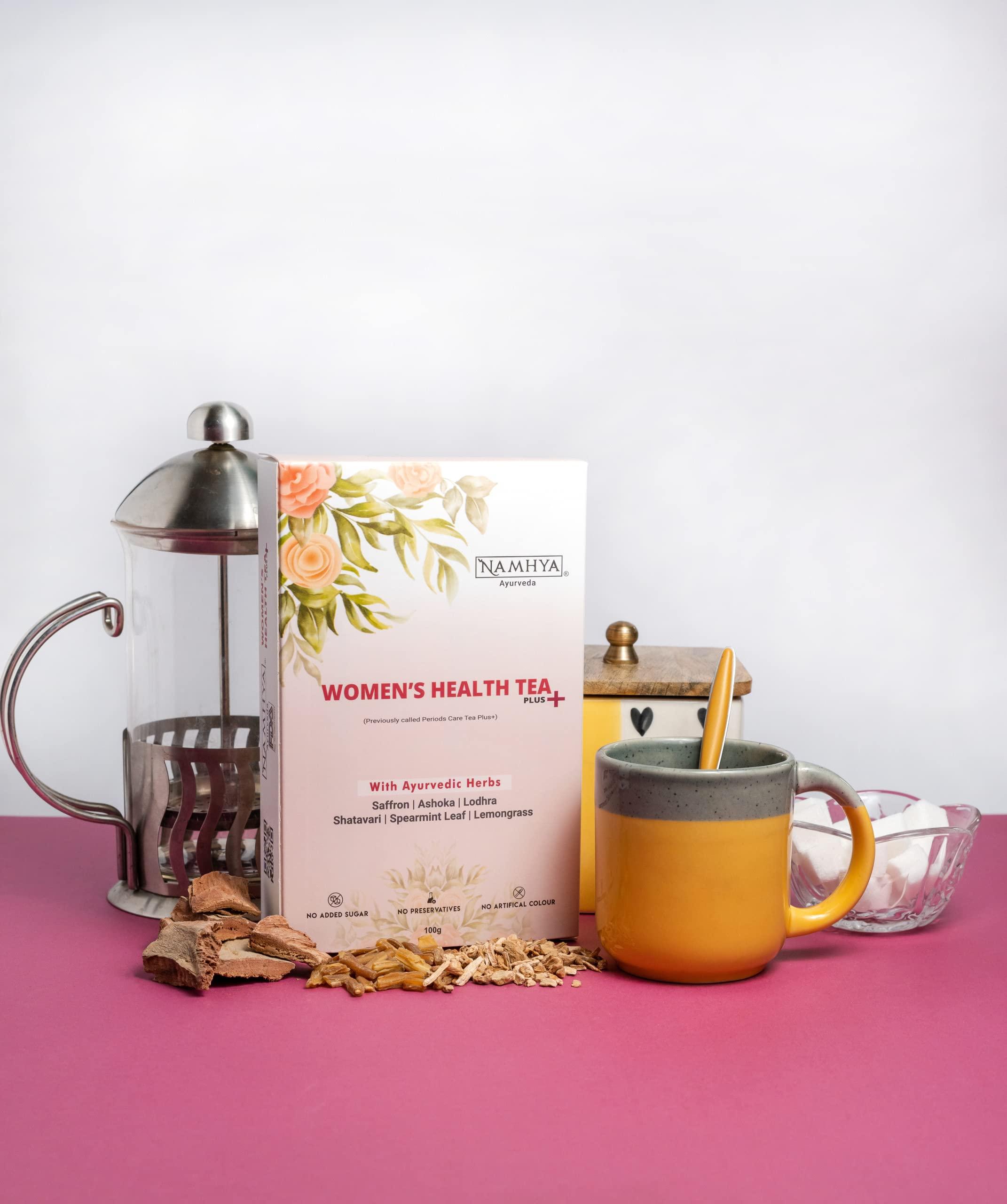 NAMHYA Namhya Women\'s Health Tea+ With Natural Ayurvedic Herbs For Hormonal Balance And Pain Free Periods (100 Gram), Green Tea