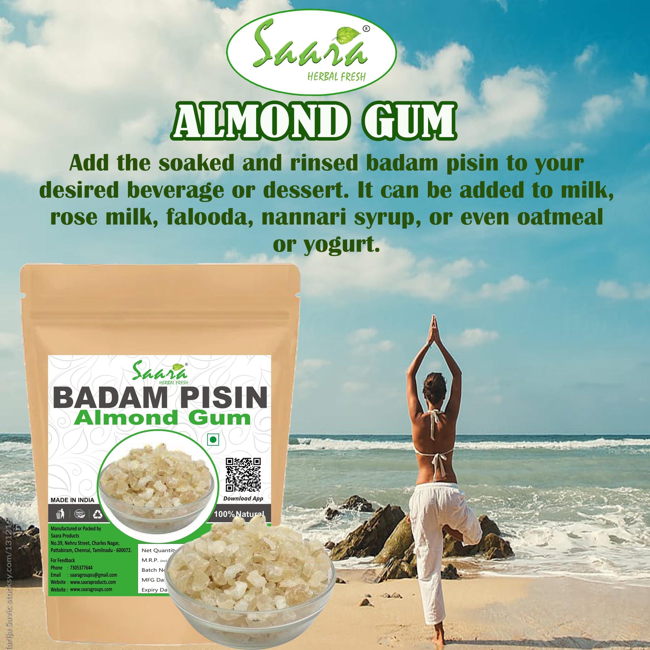 SAARA Saara HERBAL FRESH Badam Pisin, 50g, Almond Gum, Badam Gonth, Badam Resin, Gonth, (pack of 1 x 50g)