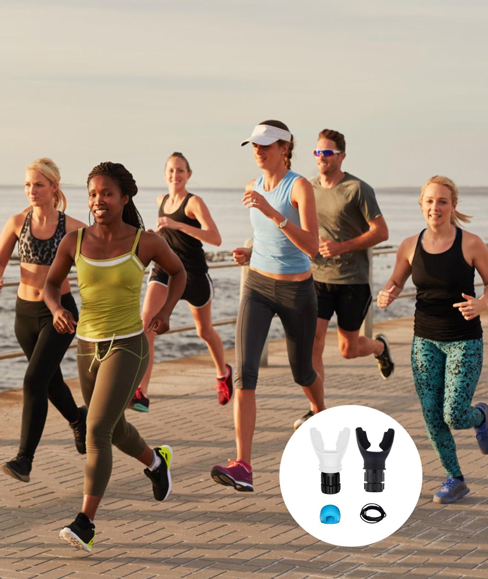 NHCDFA Oxyboost Breathing Device, Lungs Exercise Equipment, Breathing Exercise Machine Compact Pure Silicone Oxybreeze Lung Exerciser Device Ideal for All Easy to Clean (Black and White(4 Pcs))