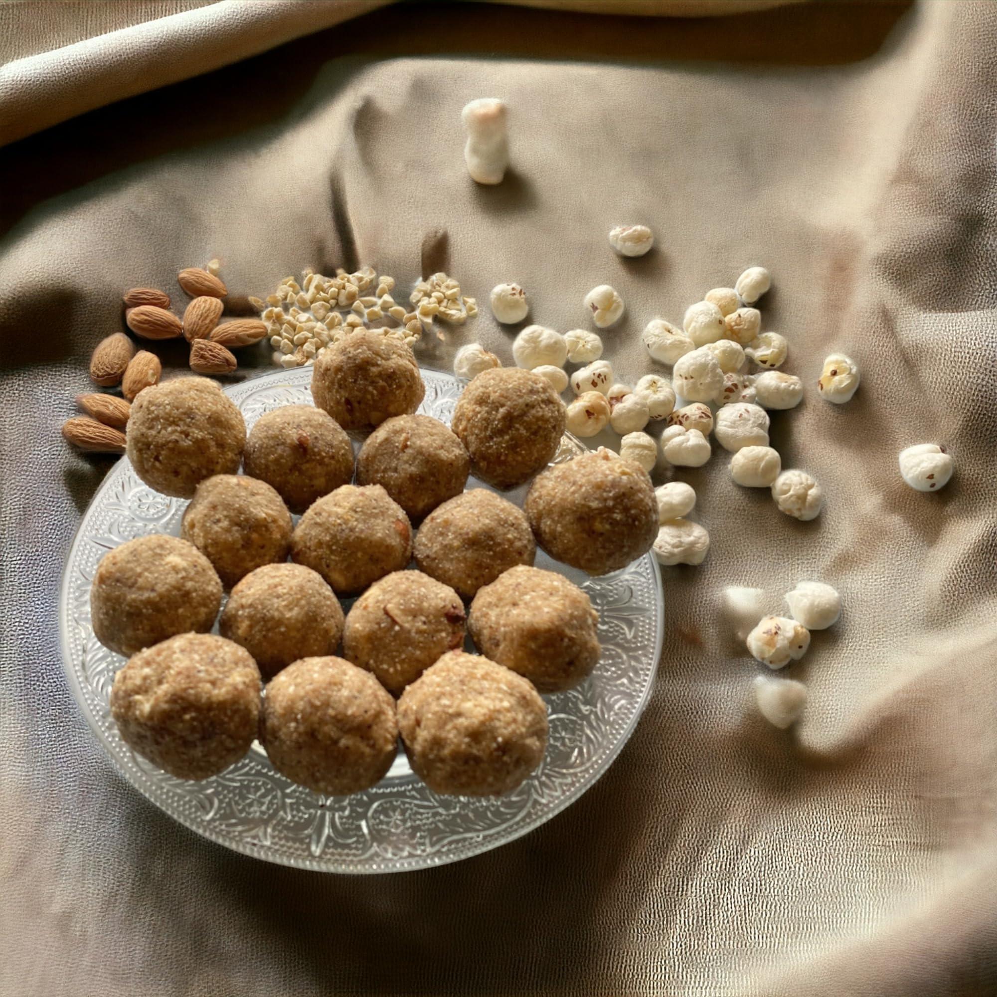 Aarav Foods Aarav Foods Makhana Dryfruits Laddu | Made in desi ghee with dates, dry dates & jaggery - Pack of 2 (500 gm each)