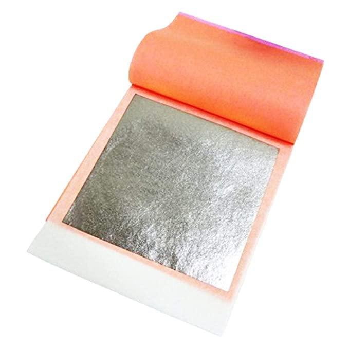 CLASSIC WARAQ CO. Edible Silver Leaf, Pure Chandi Varakh, 2.5\" by 2.5inch\" Edible Foil Gold Foil Paper for Facial, Cake Deco, Spa, Ice Cream, Desserts, Food (10)