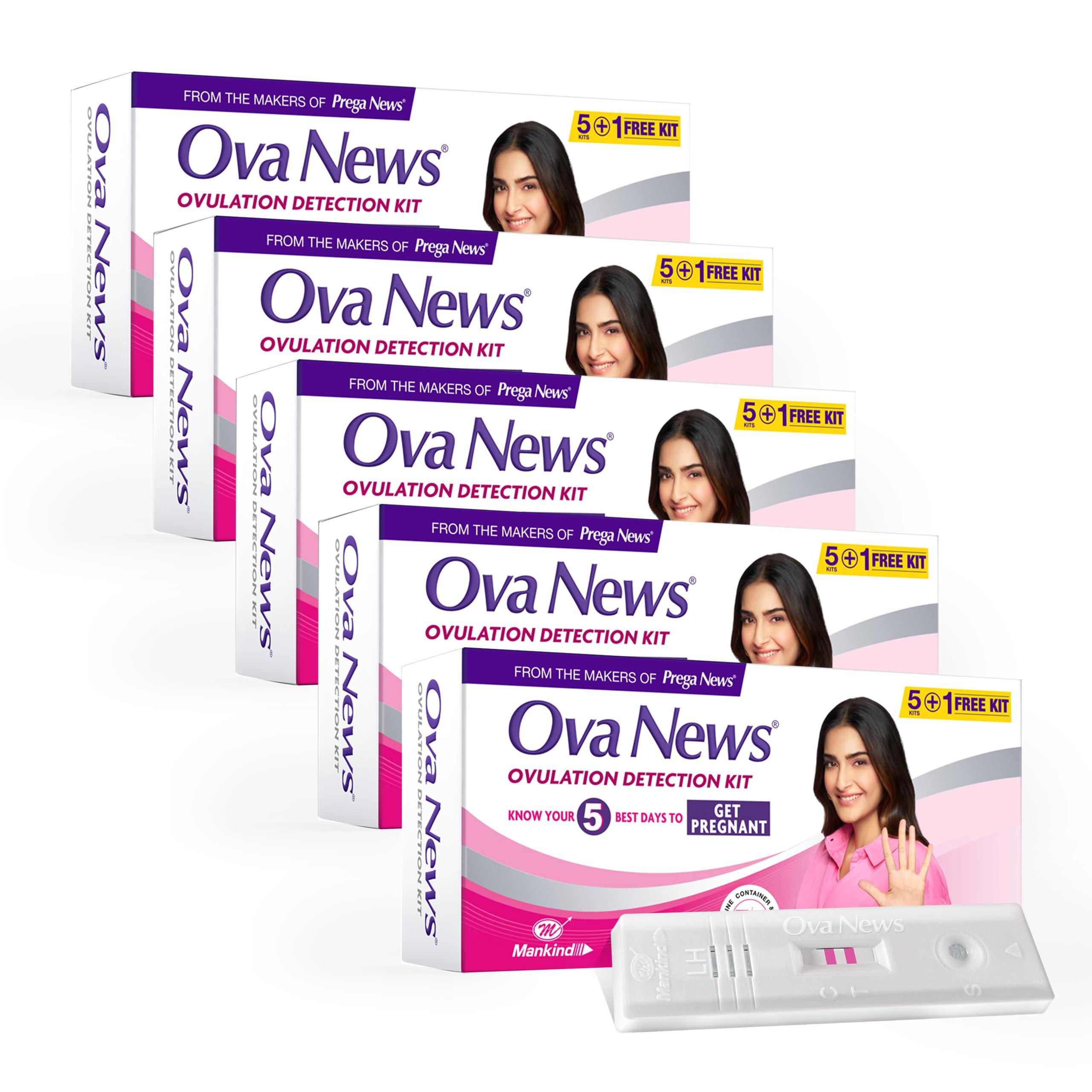Ova News Ova News - Ovulation Detection Kit from Prega News | Identifies 5 Most Fertile Days to Conceive in 5 Mins (Pack of 5)
