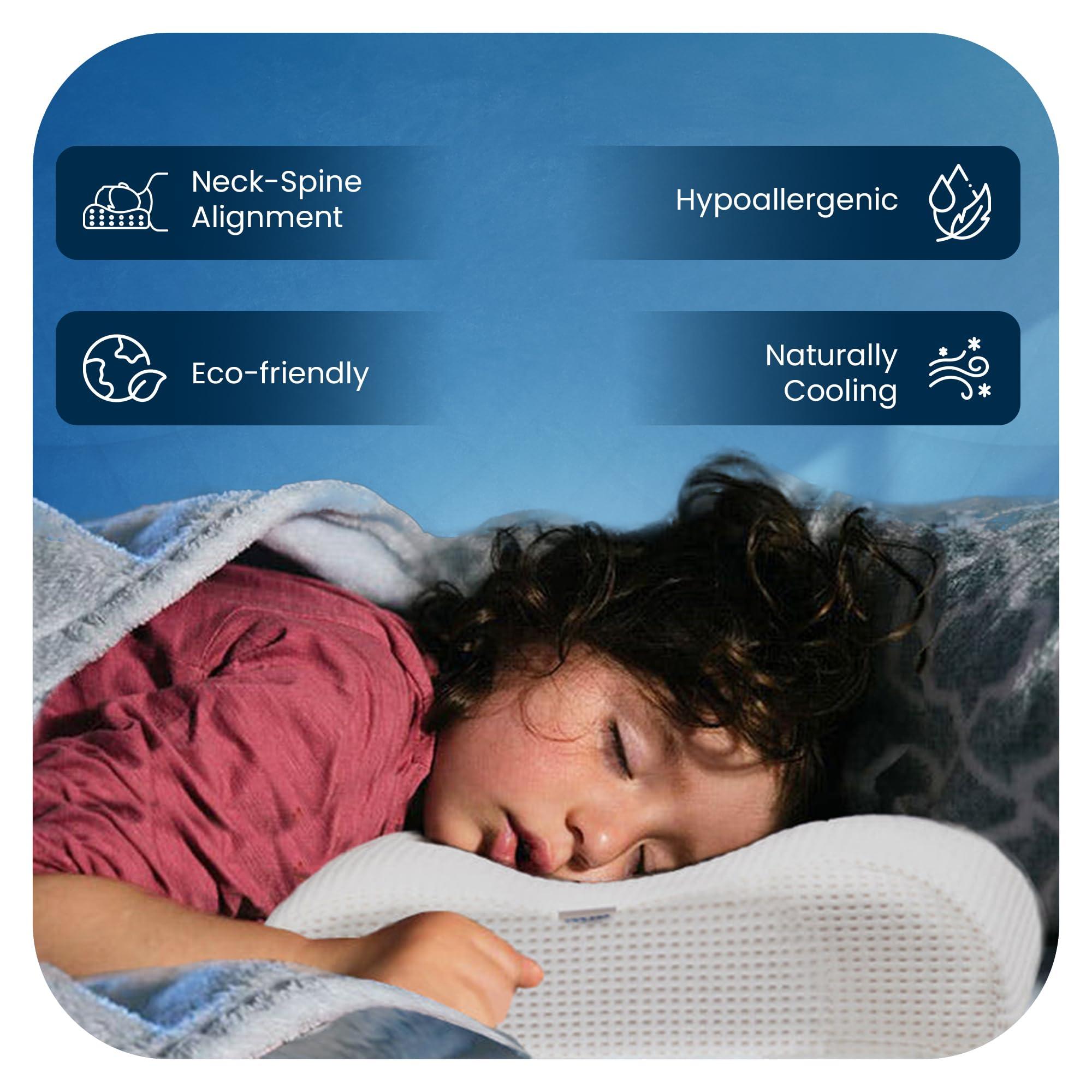 MM FOAM MM FOAM Contour Pillow - 100% Organic Natural Latex with Dual Heights for Custom Comfort and Support | Snugs Your Head and Neck (20.7x13.8x3.34/2.95 inches)