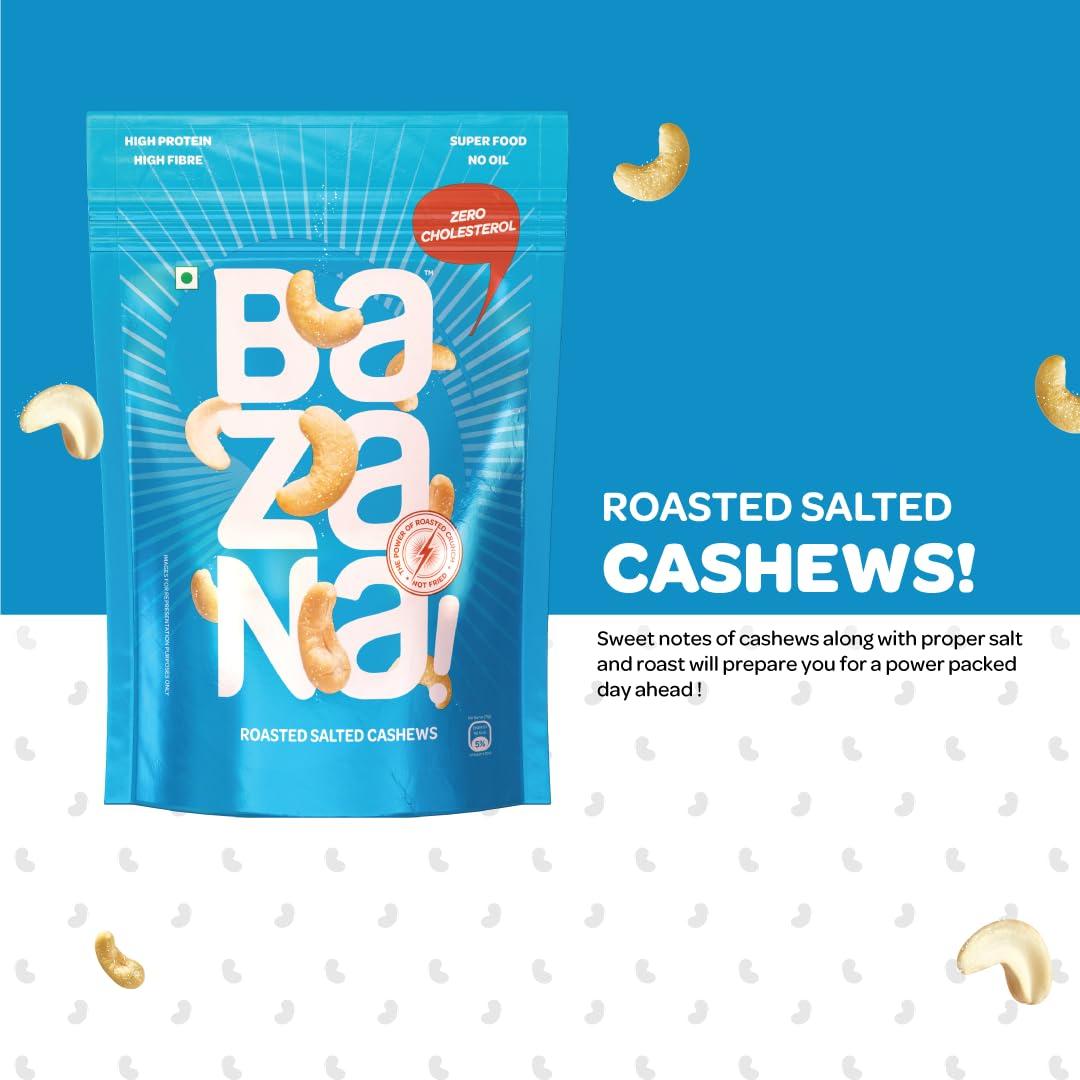 Bazana Bazana Roasted Salted Cashews (175g) - Protein-Packed, Fiber-Enriched, Healthy Fats | Elevate Your Snacking Experience with an Immunity Boost | Perfect for Vegetarians and Keto Enthusiasts