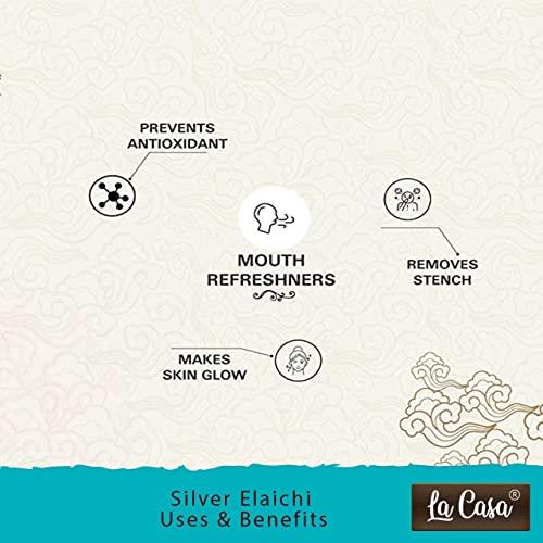 La Casa La Casa Silver Coated Elaichi | Premium Mouthfreshner | Green Cardamom And Silver Leaves | 200g