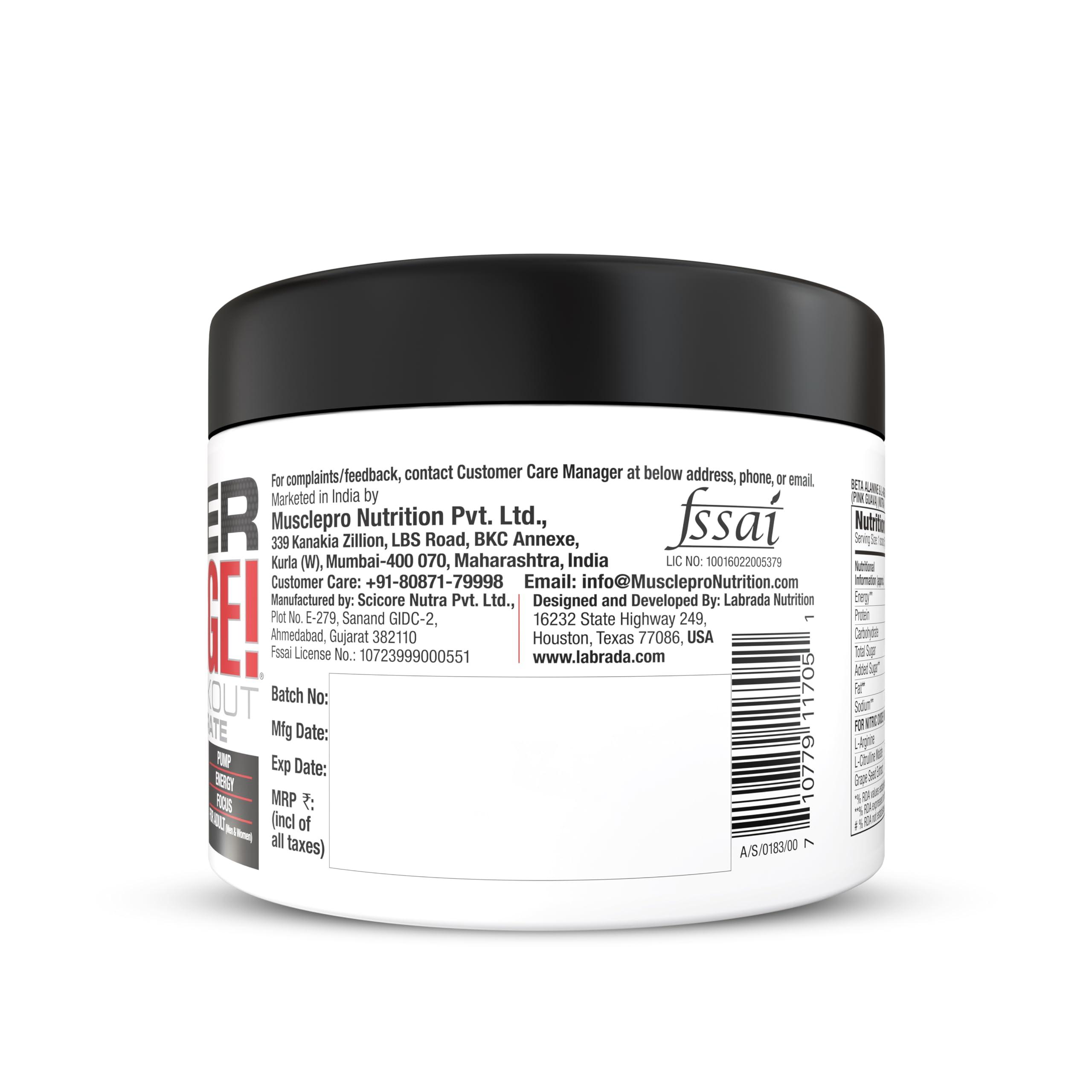 Labrada Labrada Super Charge Pre-Workout Concentrate 150G, Pink Guava (30 Servings|0.75G L-Arginine|375Mg L-Citrulline Malate|2G Beta Alanine|150Mg Caffeine Anhydrous|250Mg Ashwagandha Extract), Powder