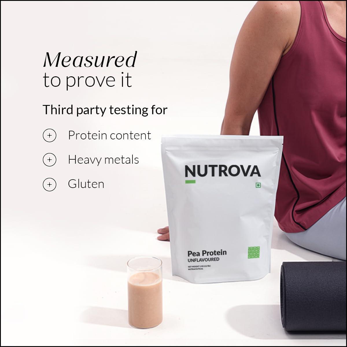 NUTROVA NUTROVA Pea Protein Powder, Vegan Protein Isolate 1 Kg | No Added Sugar, Artificial Sweeteners or Flavours | Vegan & Gluten-free | 80% protein content, 8g protein every 10g scoop
