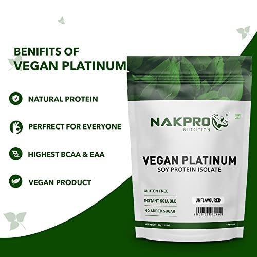 NAKPRO NAKPRO 100% Soy Protein Isolate, Unflavoured - 1kg | 27g Protein, 4.9g BCAA | Natural Vegan Plant Protein Powder | Easy To Digest | All Essential Amino Acids for Muscle Gain and Recovery