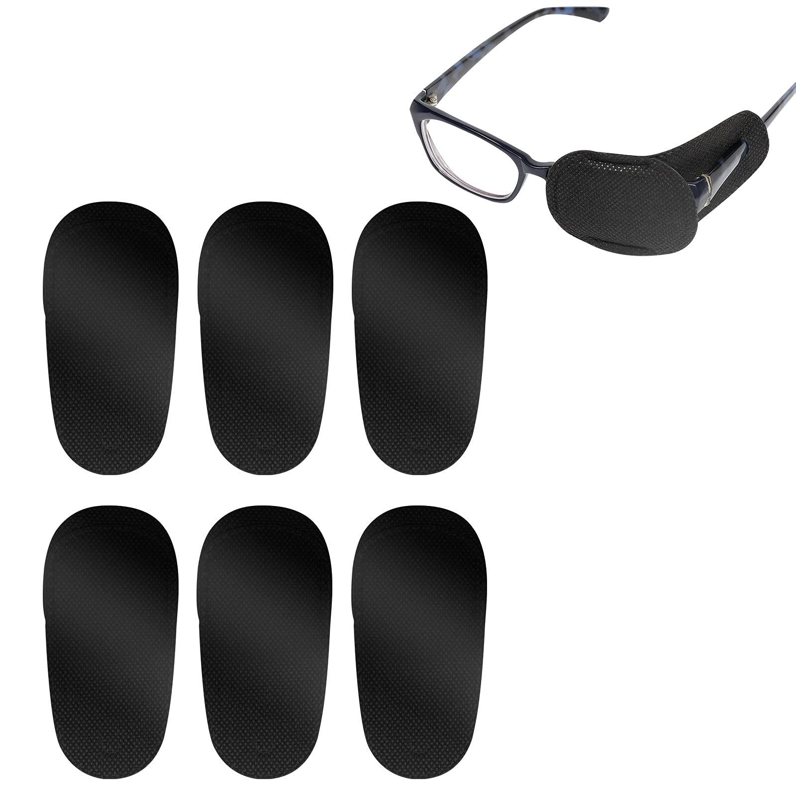 LUTER LUTER 6pcs Eye Patches for Glasses, Reusable Non-Woven Fabric Eye Patch to Cover Left Right Eye Improve Vision for Kids\' & Adults\' Lazy Eye Amblyopia Strabismus (Black, Medium)