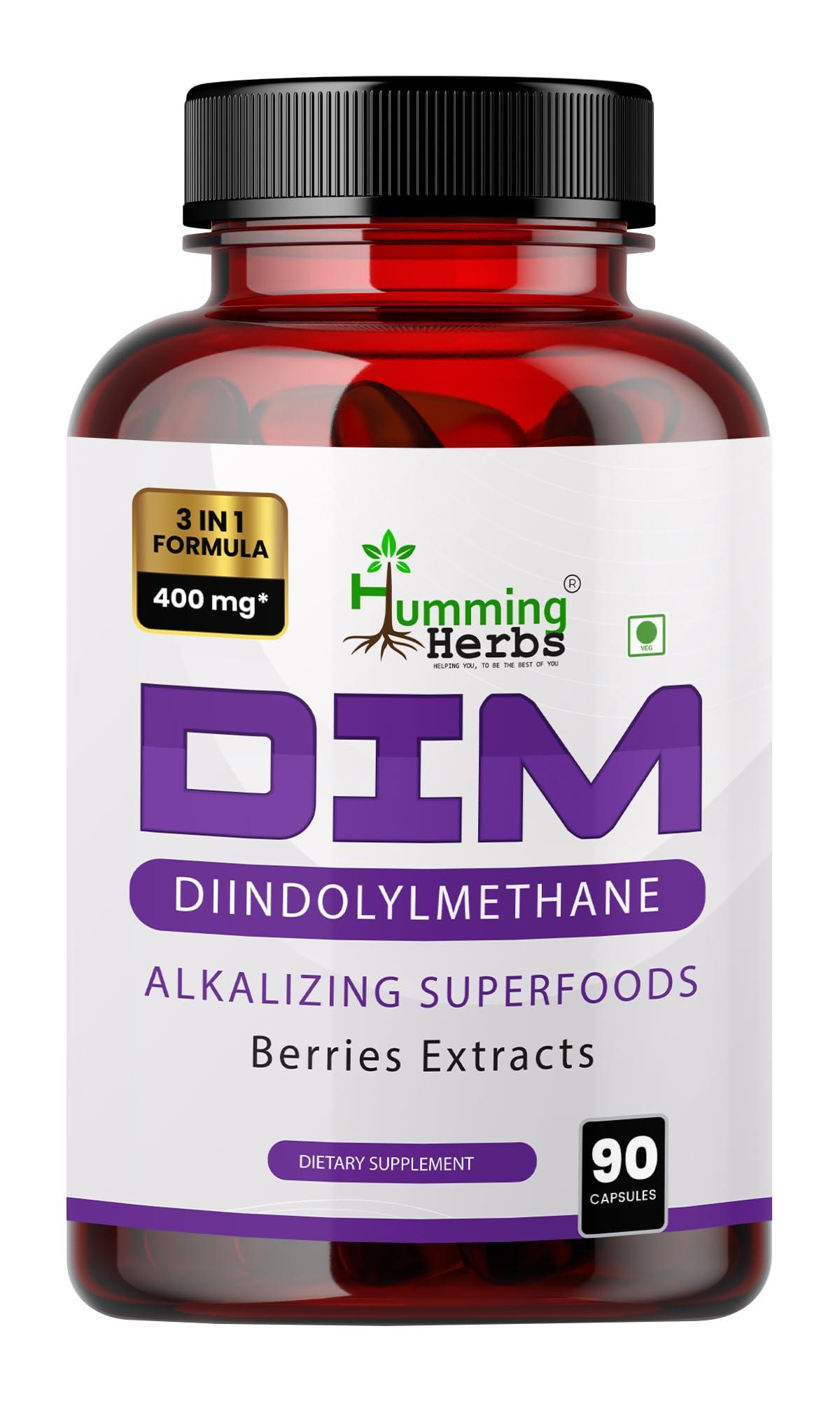 Humming Herbs Humming Herbs DIM - Diindolylmethane - 3 in 1 Formula - Organic Alkalizing/Superfood Extracts Spirulina,Berries Blend, Black Pepper Extract - 90 cap