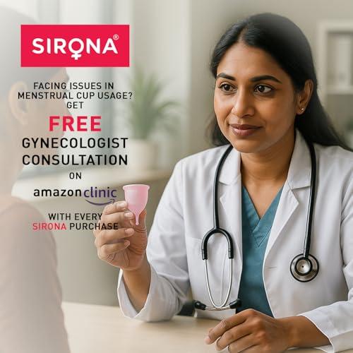 Sirona Sirona Reusable Menstrual Cup for Women | Medium and Small Size with Pouch | Ultra Soft, Odour and Rash Free | 100% Medical Grade Silicone | No Leakage | Protection for Up to 8-10 Hours | FDA Approved