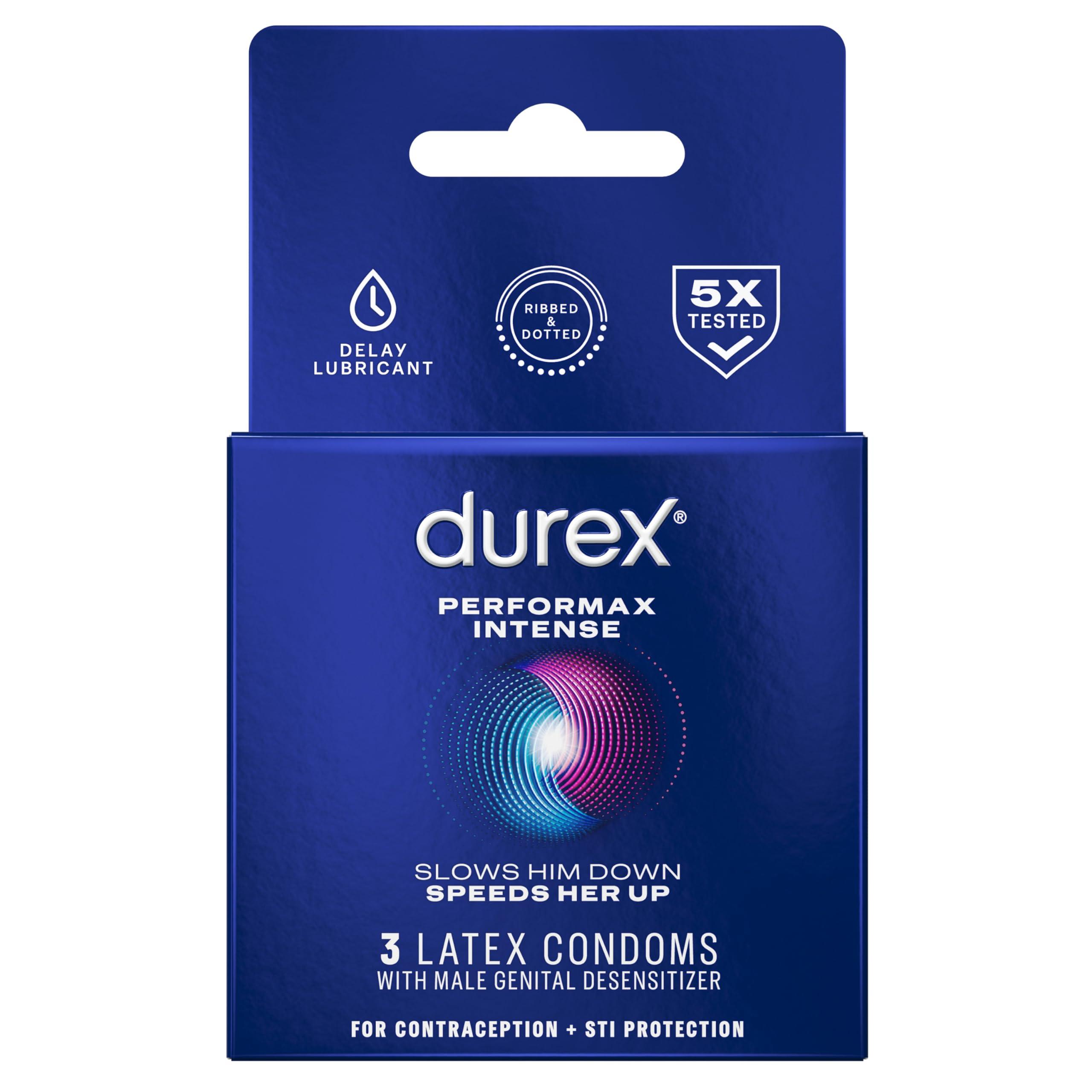 Durex Durex Performax Intense Lubricated Ribbed Dotted Premium Condoms, 3 ct
