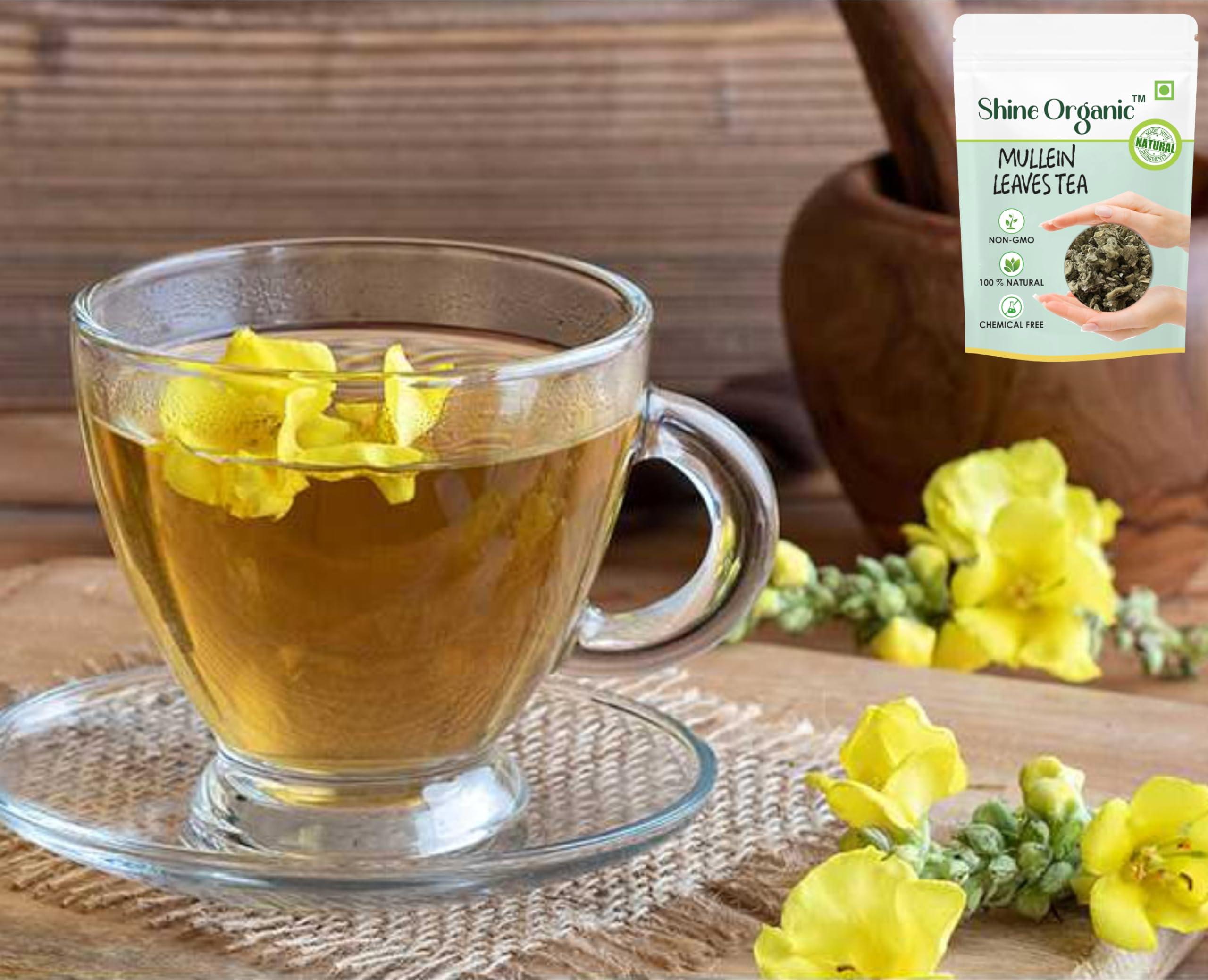 Shine Organic Shine Organic Mullein Tea Leaves, 200 Cups For 100 gm,Mullien tea Leaves Helps in Immunity, Lung Detox and Respiratory - (200 gm)