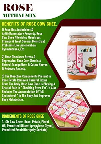 SATVIK PURE GHEE Satvik Rose Sweet Mix Ghee | Innovated For The First Time In The World | Made by Gir Cow Ghee with 100% Natural Ingredients (1 Ltr)