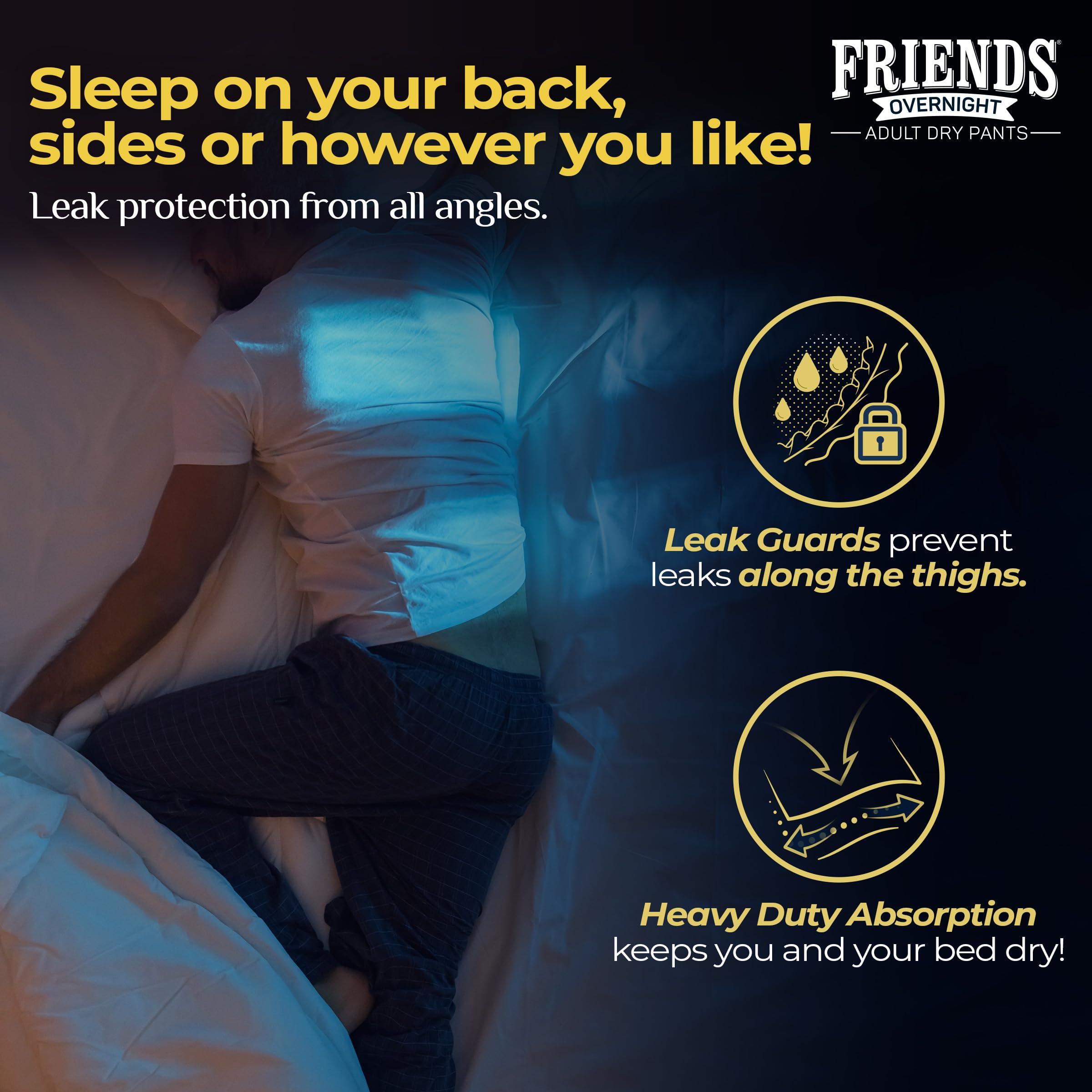 Friends Friends Overnight Adult Diapers Pants Style - 40 Count (Double Extra Large) with odour lock, Unisex, Leakproof, Elastic Waist and Anti-Bacterial Absorbent Core - Waist Size 34-65 Inch; 86-165 cm