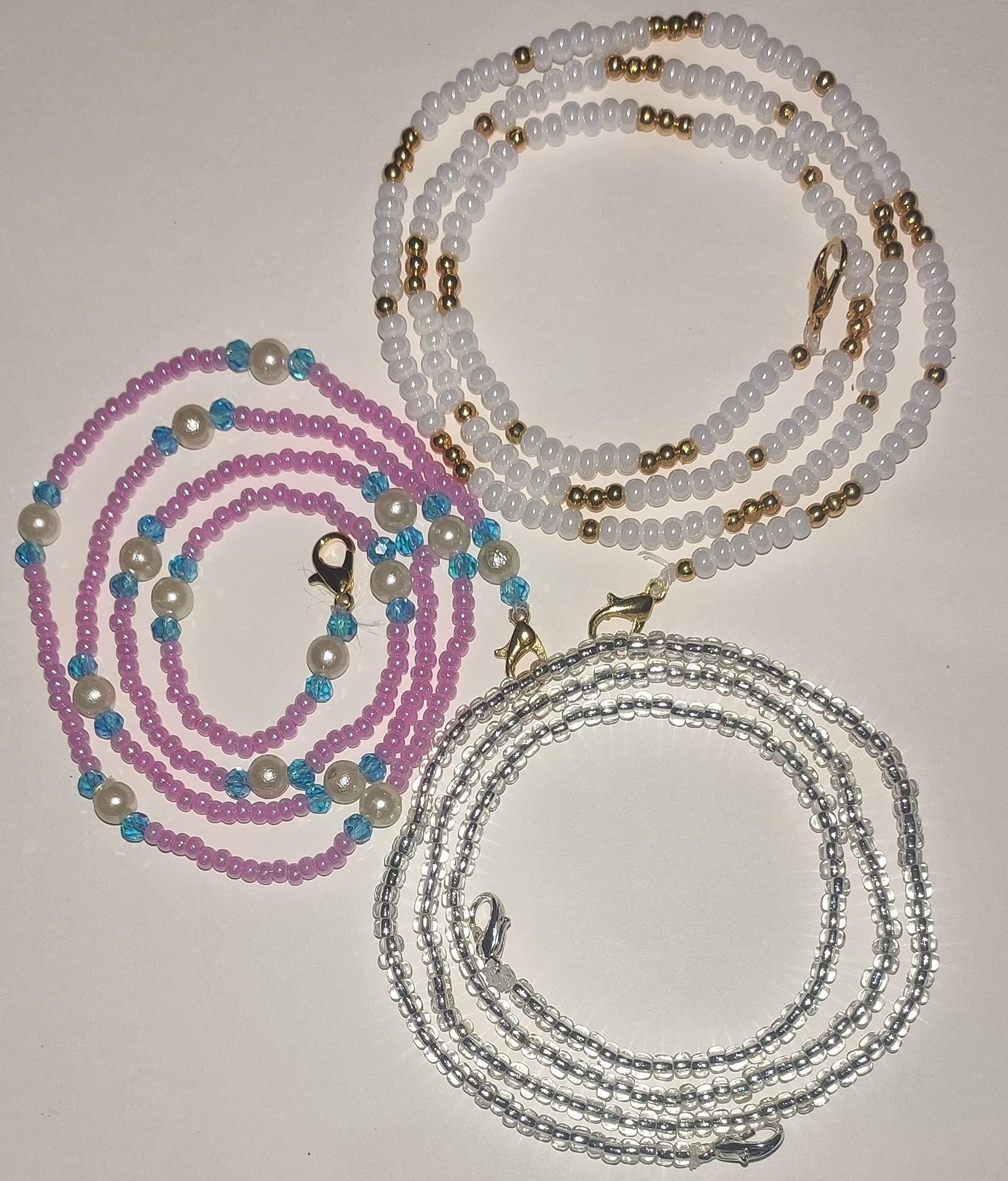 FEMEO FEMEO excellent looking Face Mask Glass Beaded Lanyards With Box Mask Necklace Holders Eyeglass Beaded Chains Stylish Mask Lanyard Anti-Lost Strap for Women Men Kids 23 inch (SET OF 3)