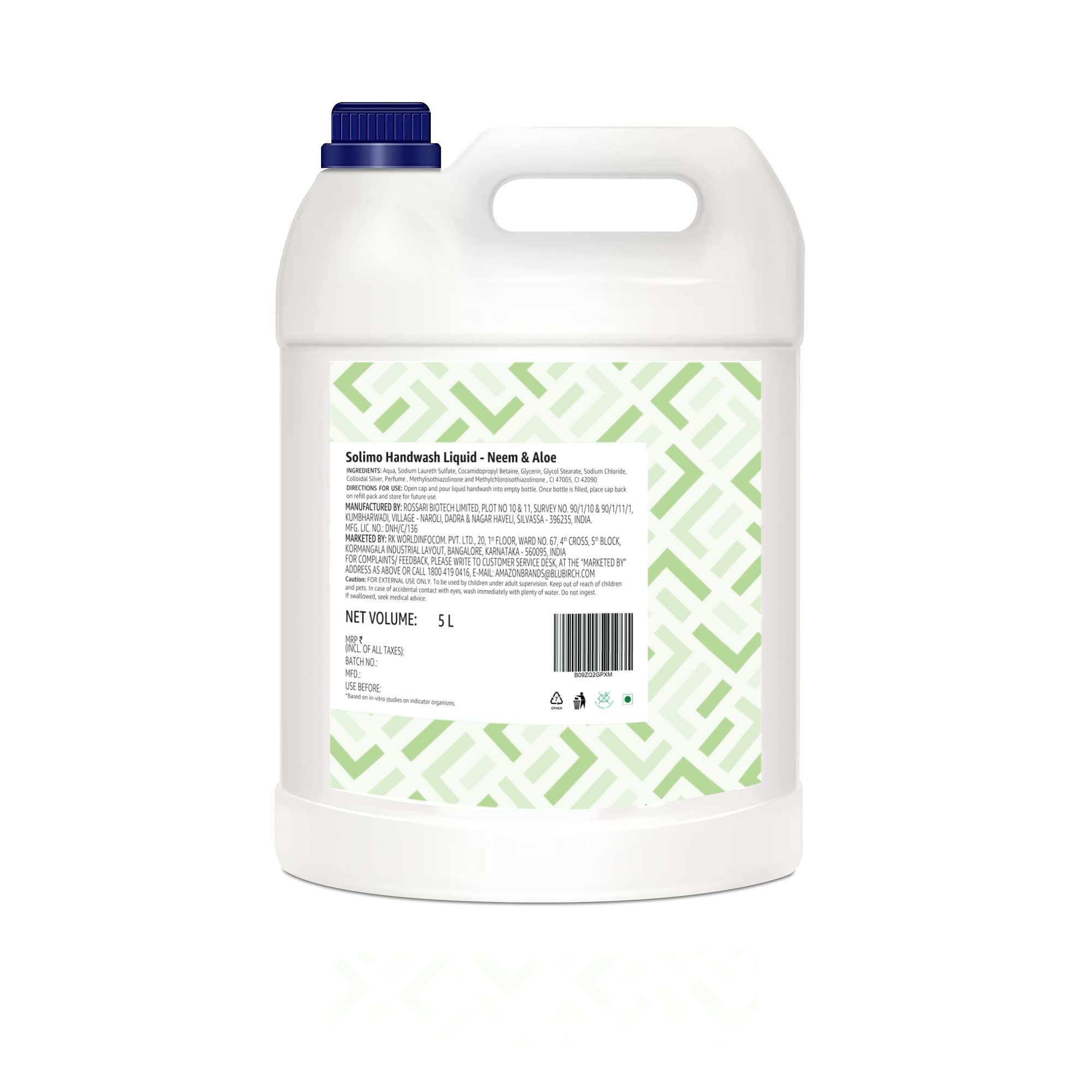 Solimo Solimo Handwash Liquid Refill Can, Lavender - 5 Litre & Solimo Handwash Liquid Refill Can, Neem & Aloe - 5 Litre