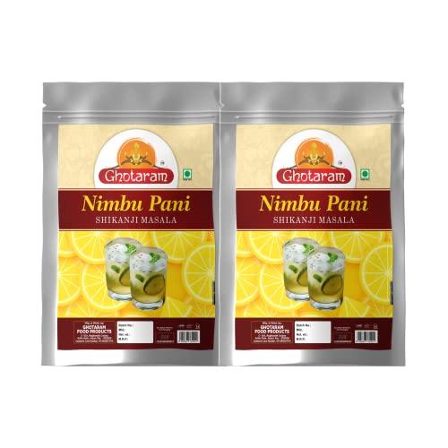 GHOTARAM Ghotaram Pahari Nimbu Pani/Shikanji Masala/India\'s Popular Summertime Drink Masala Shikanji/Limbu sarbat/Nimbu Pani/Lemon Water/Lemon Soda Masala Natural And Fresh Authentic-480Gx2Pk