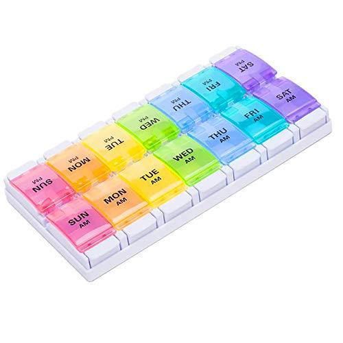 Anjetan Anjetan Double Weekly Pill Organizer Detachable Week Pill Box Vitamin Container for Pill Vitamin Container 7 Day Pill Containers