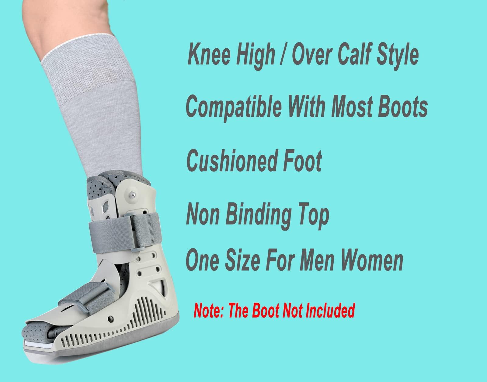 VEIGIKE VEIGIKE Replacement Sock Liner for Orthopedic Walking Boots Walker Brace,Tube Socks Under Air Cam Walkers and Fracture Boot Cast Shoe Surgical leg Cover Grey 2 Pairs