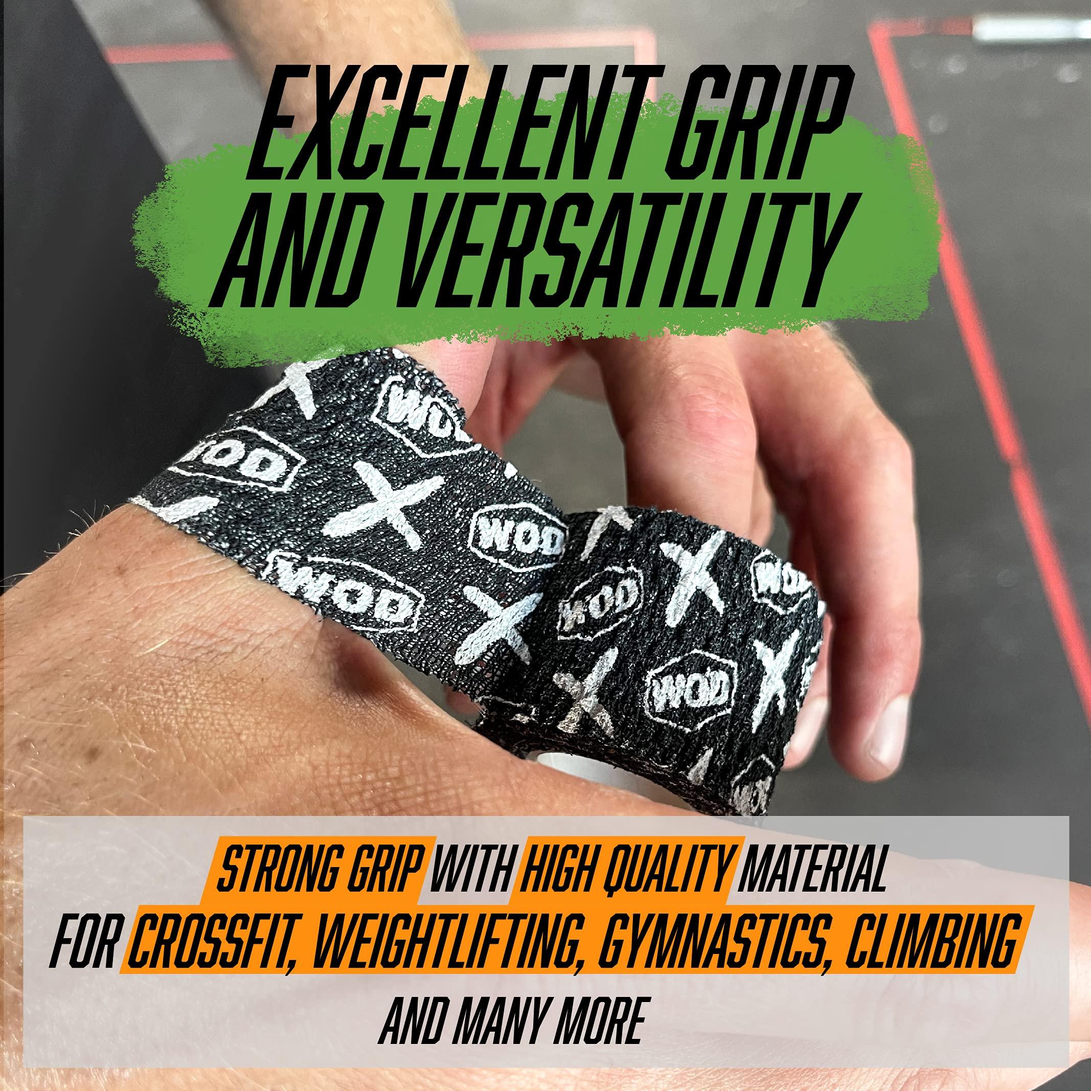Wod Recovery Rx WOD Recovery Hook Grip Weightlifting Tape - Sweatproof & Chalk-Resistant, Adhesive Wrap for Thumb, Fingers, & Hands - Black/White, 1.5 Inches x 16 Feet
