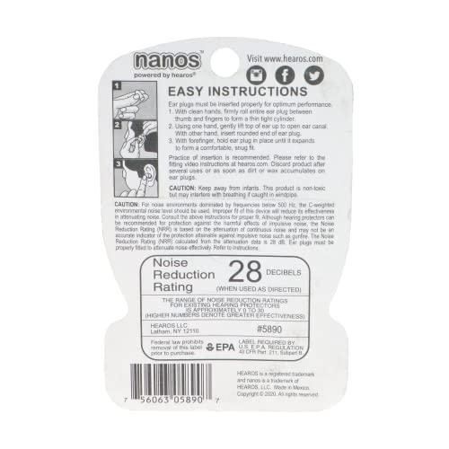 HEAROS Hearos Nanos Extra Small Ear Plugs, NRR 28, 12 Pair, Orange (5890)