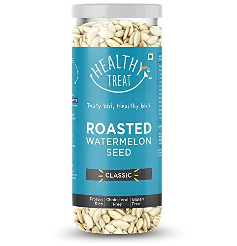Healthy Treat Healthy Treat Roasted Watermelon Seeds 375Gm - Pack Of 3 125 Gm Each - Classic | Watermelon Seeds for Eating | Magaj Seeds Pack | Tarbuj Beej | Rich in Protein | Potassium | Magnesium & Iron | Diet Food