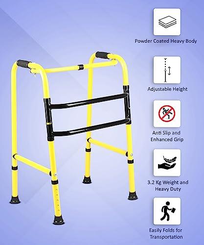 iwalk; Changing Lives iWalk MS Height Adjustable & Double Bar Folding Walker for Adults, Senior Citizens and Injured | Heavy Duty | Made in India (FW207)