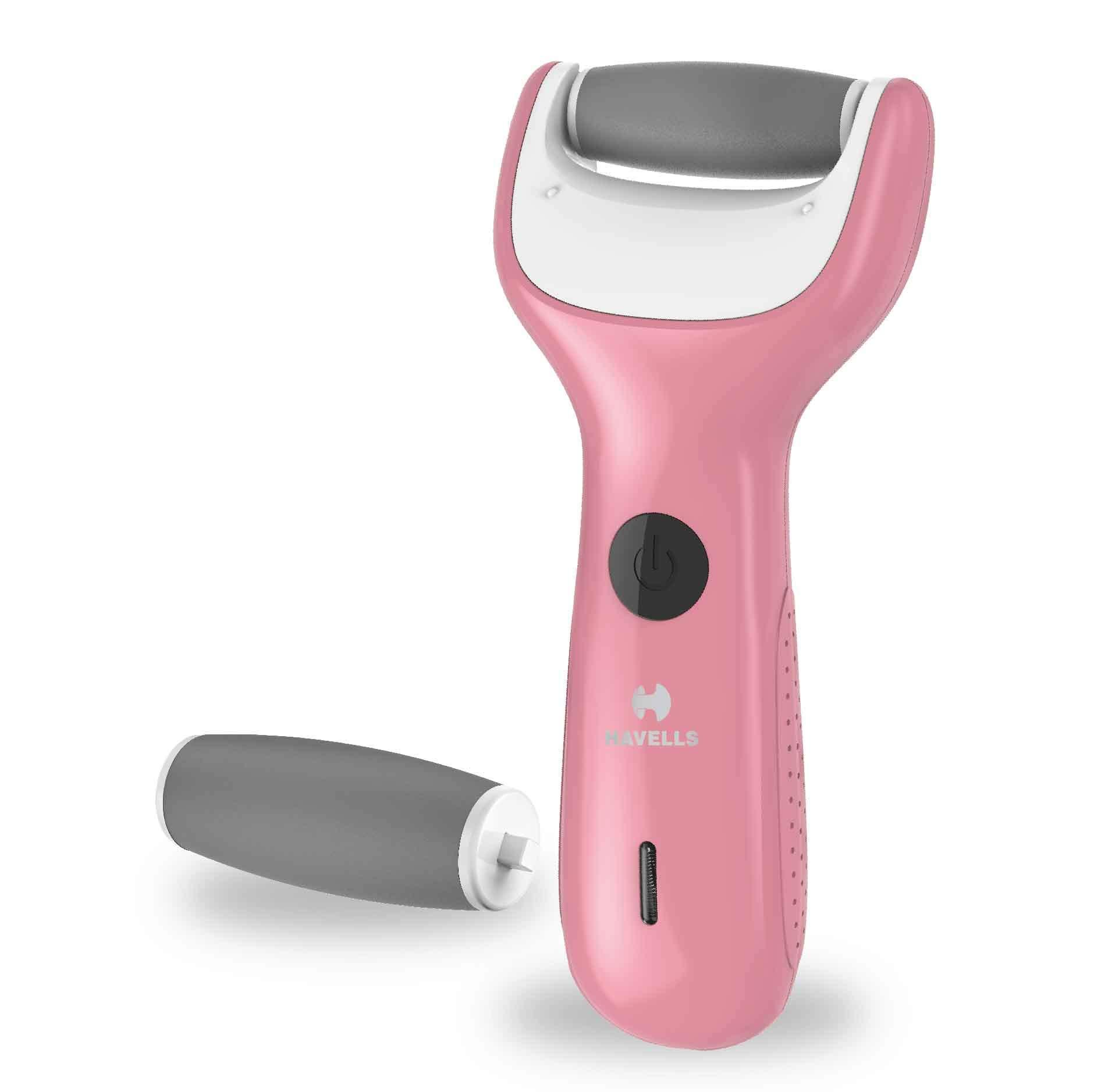Havells Havells Rechargeable Callus Remover | Professional Pedi feet Care for Cracked Heels | Suitable for All Skin Types | Cord and Cordless Use | 2 Years Guarantee | Cherry Pink | CR4001